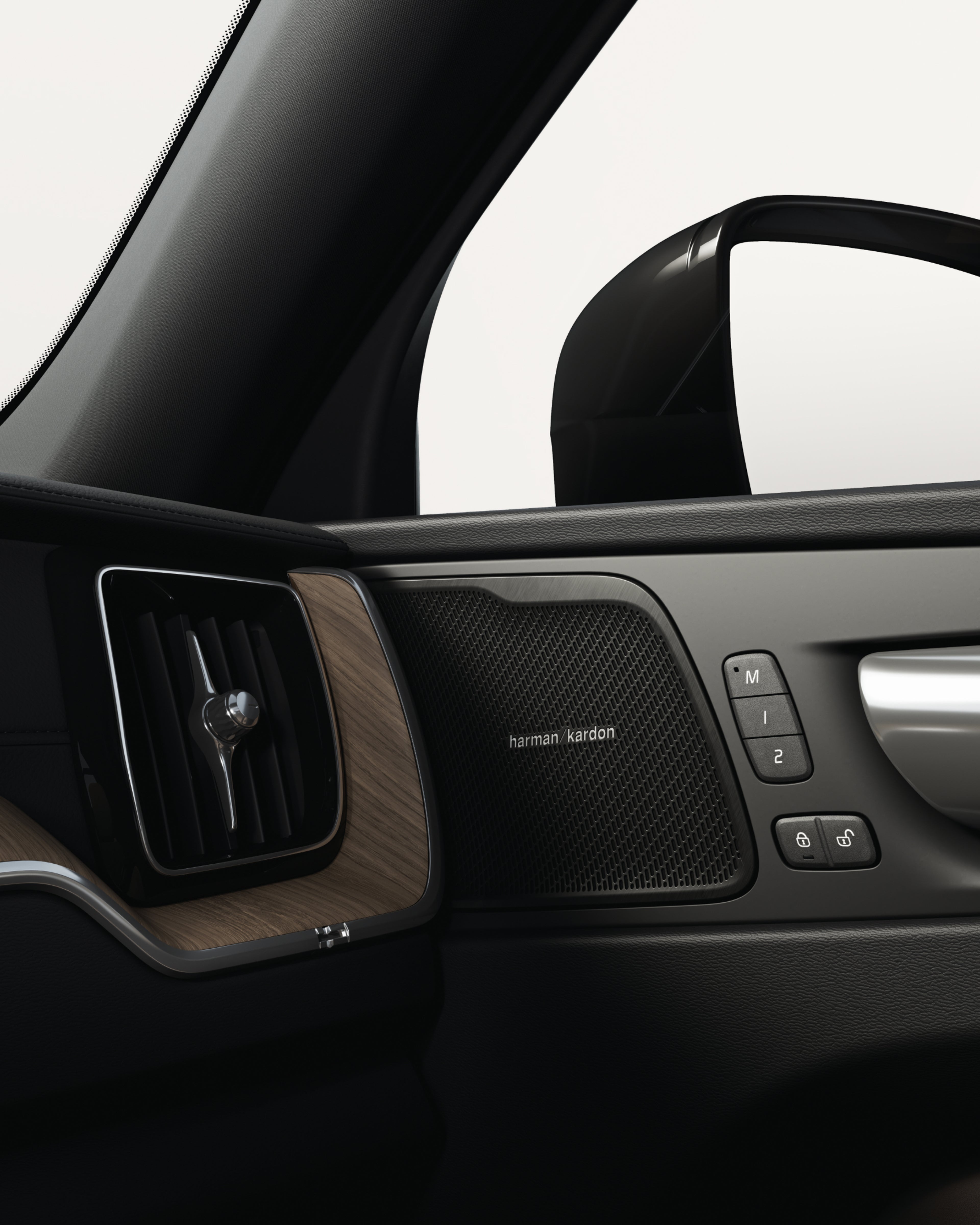 Primer plano del altavoz Volvo XC60 Harman/Kardon