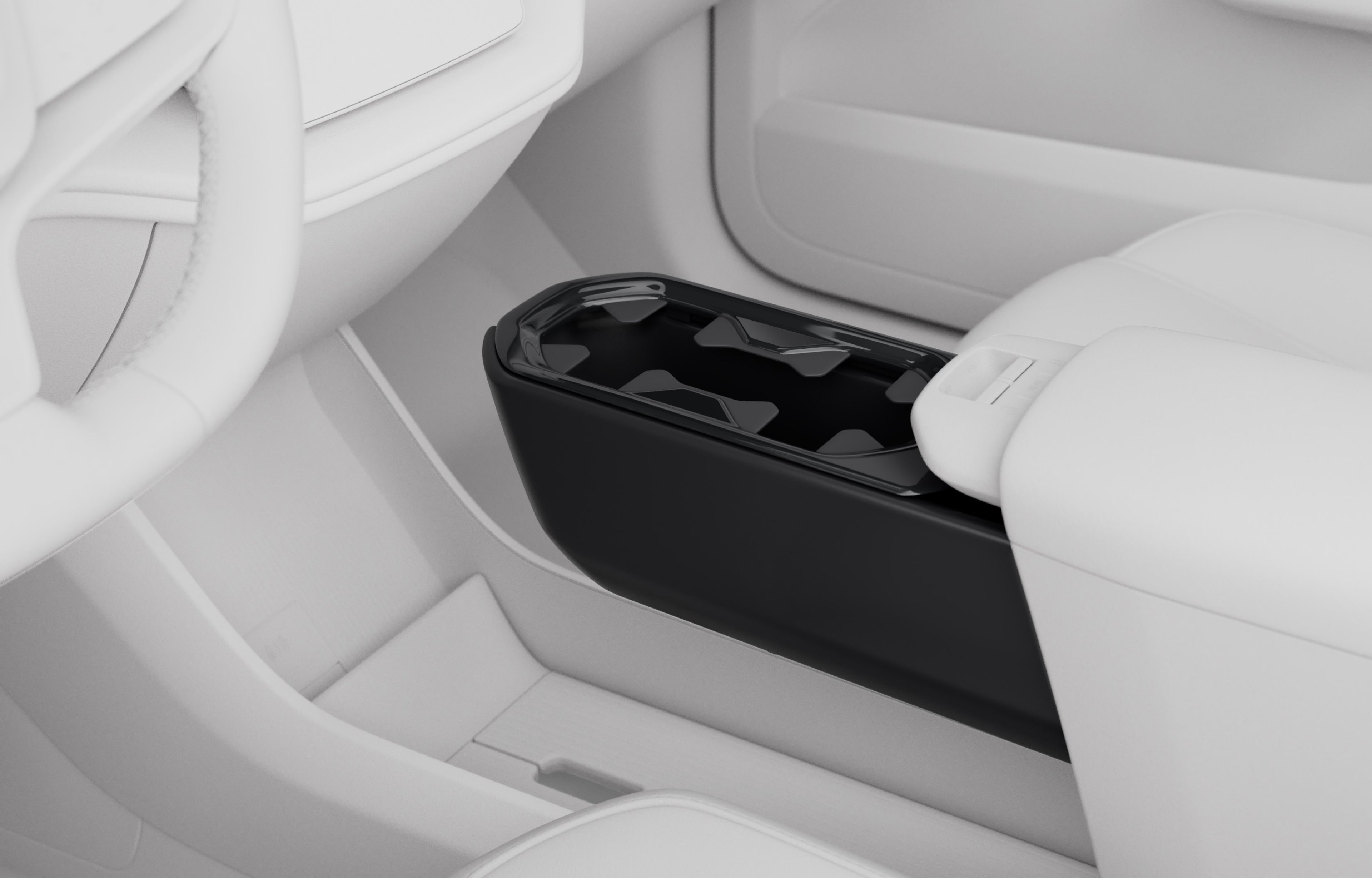 Imagem que mostra a espaçosa e versátil área de carga e armazenamento do Volvo EX30.