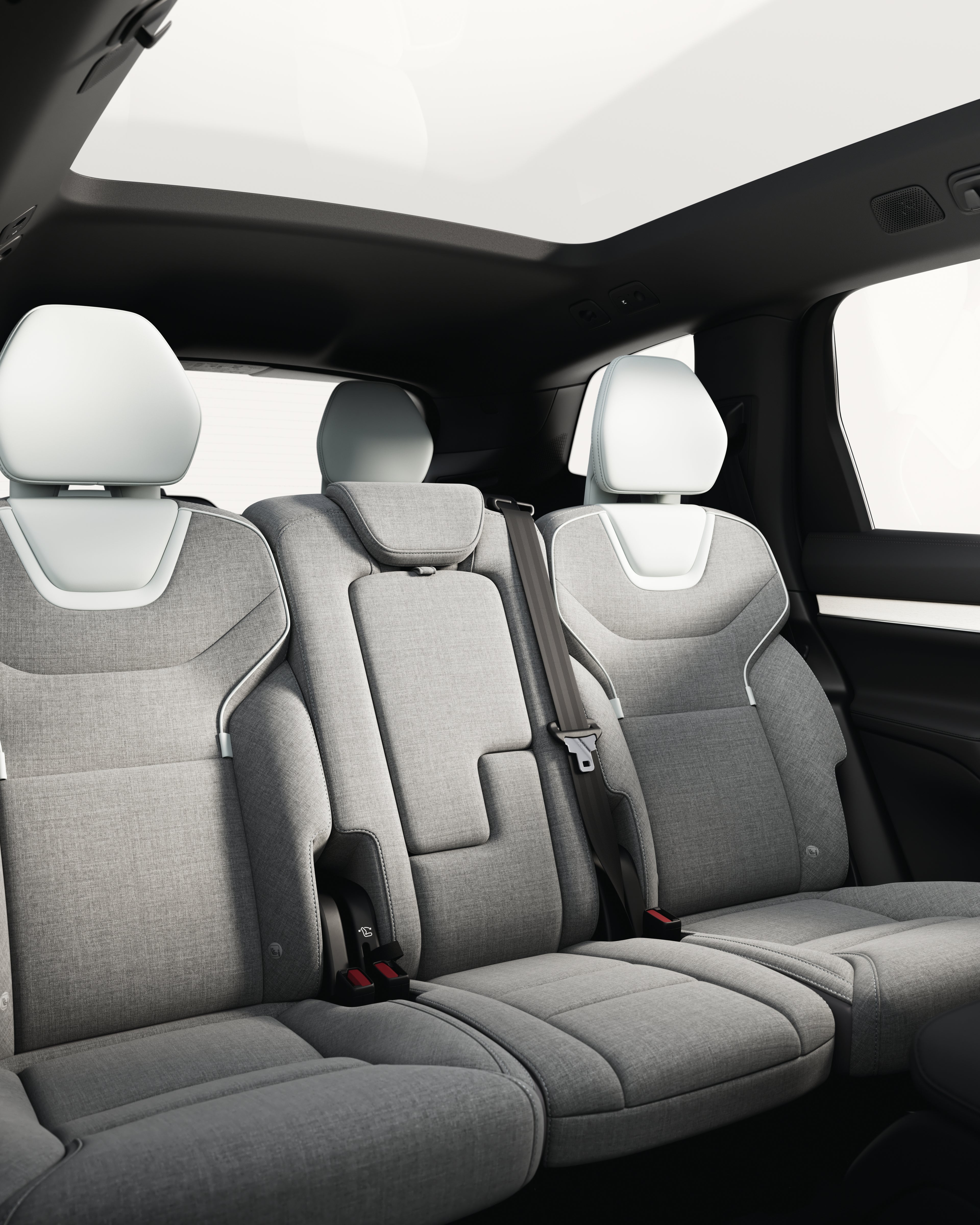 Rear seating area of the Volvo EX90, highlighting the rear seat
