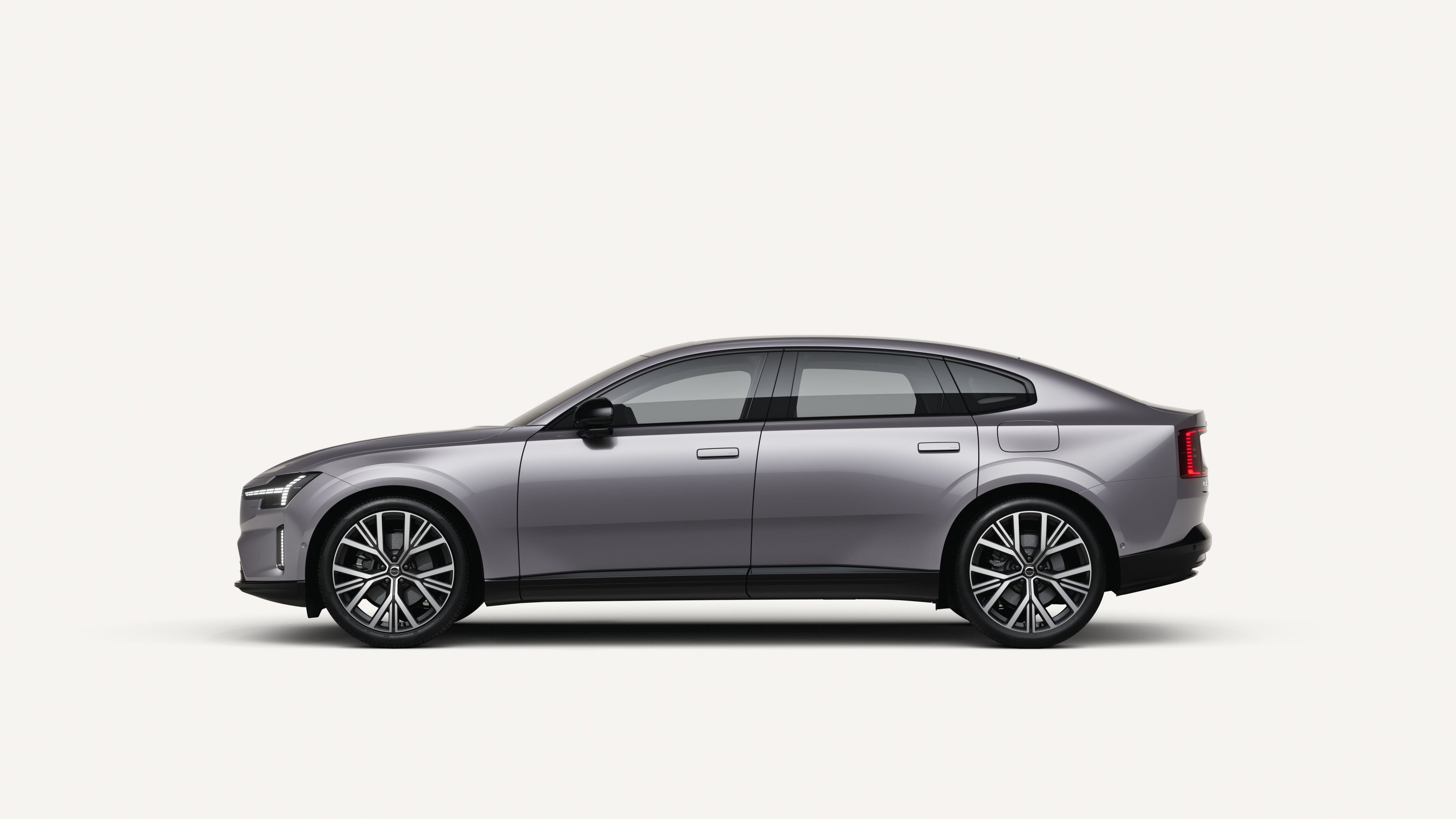 Side view of the Volvo ES90 electric in a white studio environment.