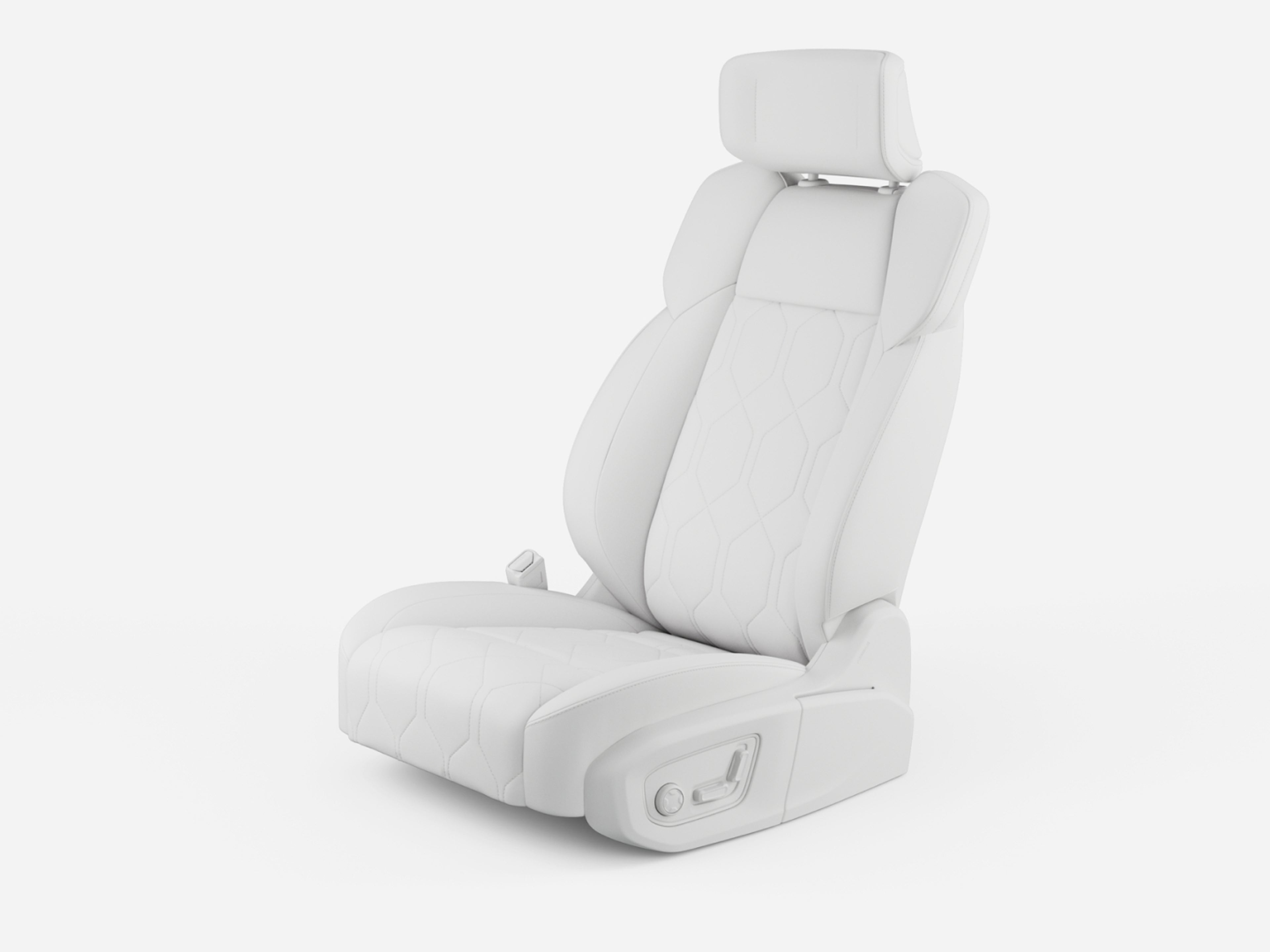 Image of the advanced comfort features and power-operated adjustments available in the Volvo EM90 driver’s seat.