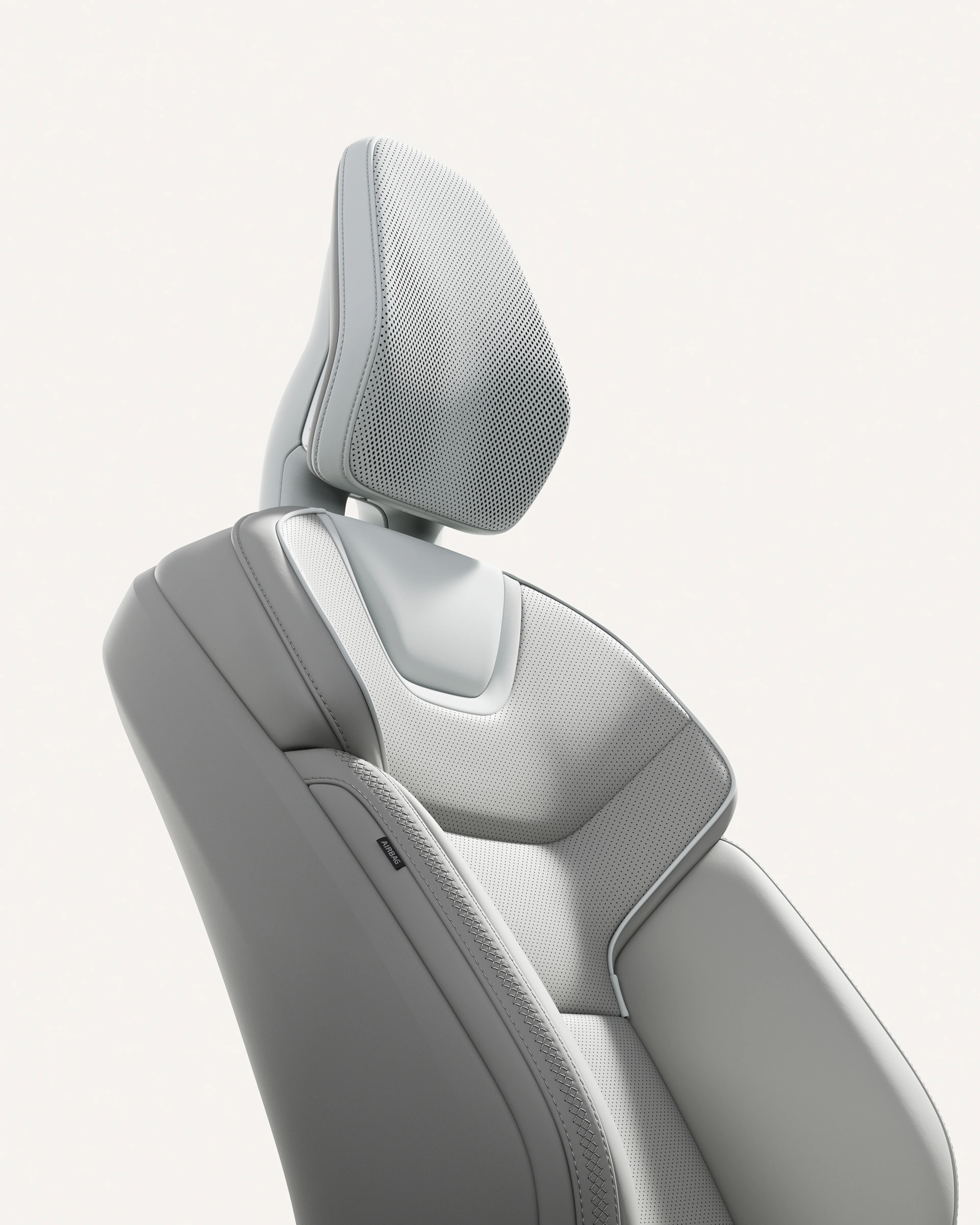 Nahaufnahme des Vordersitzes mit Nordico-Polsterung im Volvo ES90.
