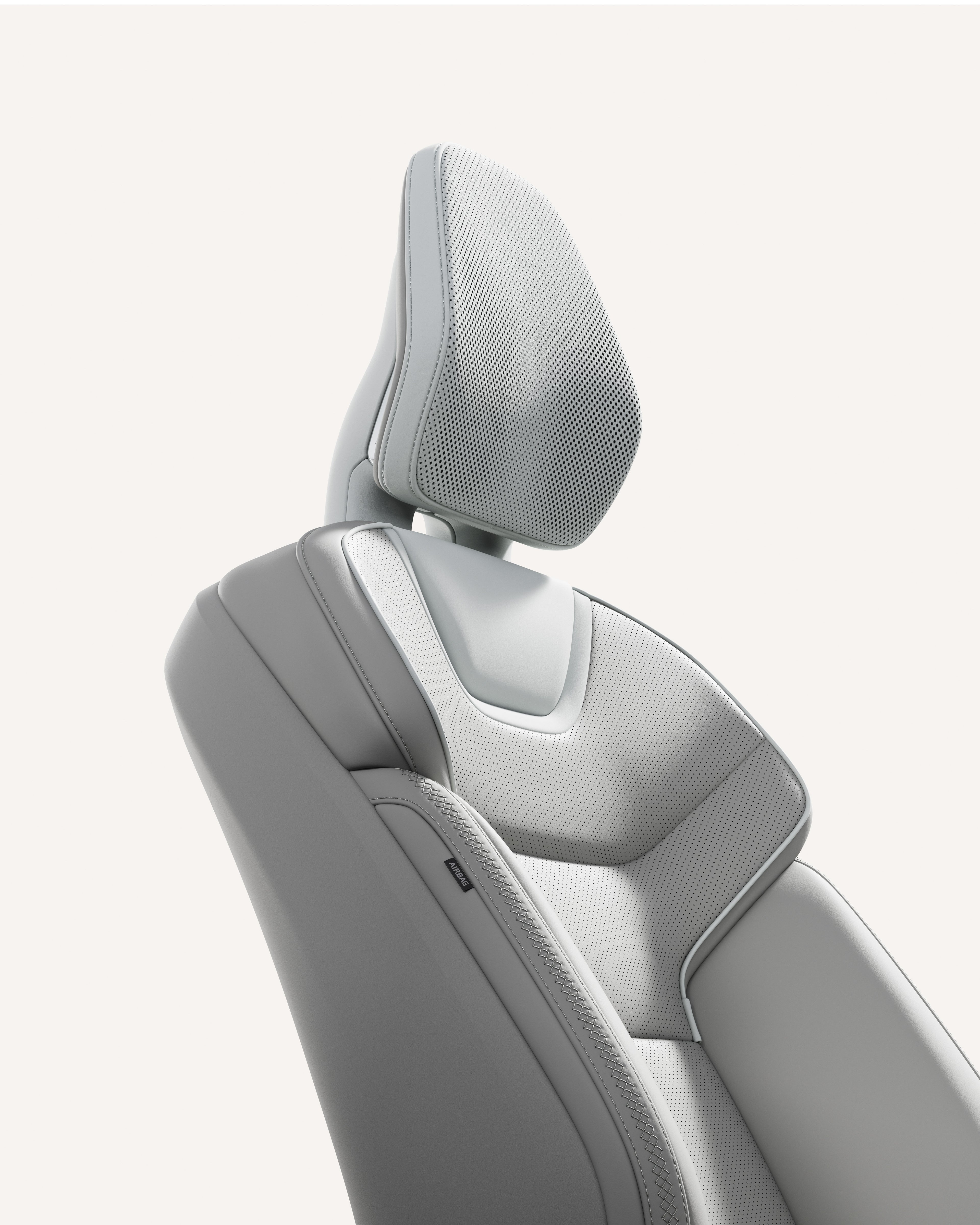 Close-up of the front seat with Nordico upholstery in the Volvo ES90.