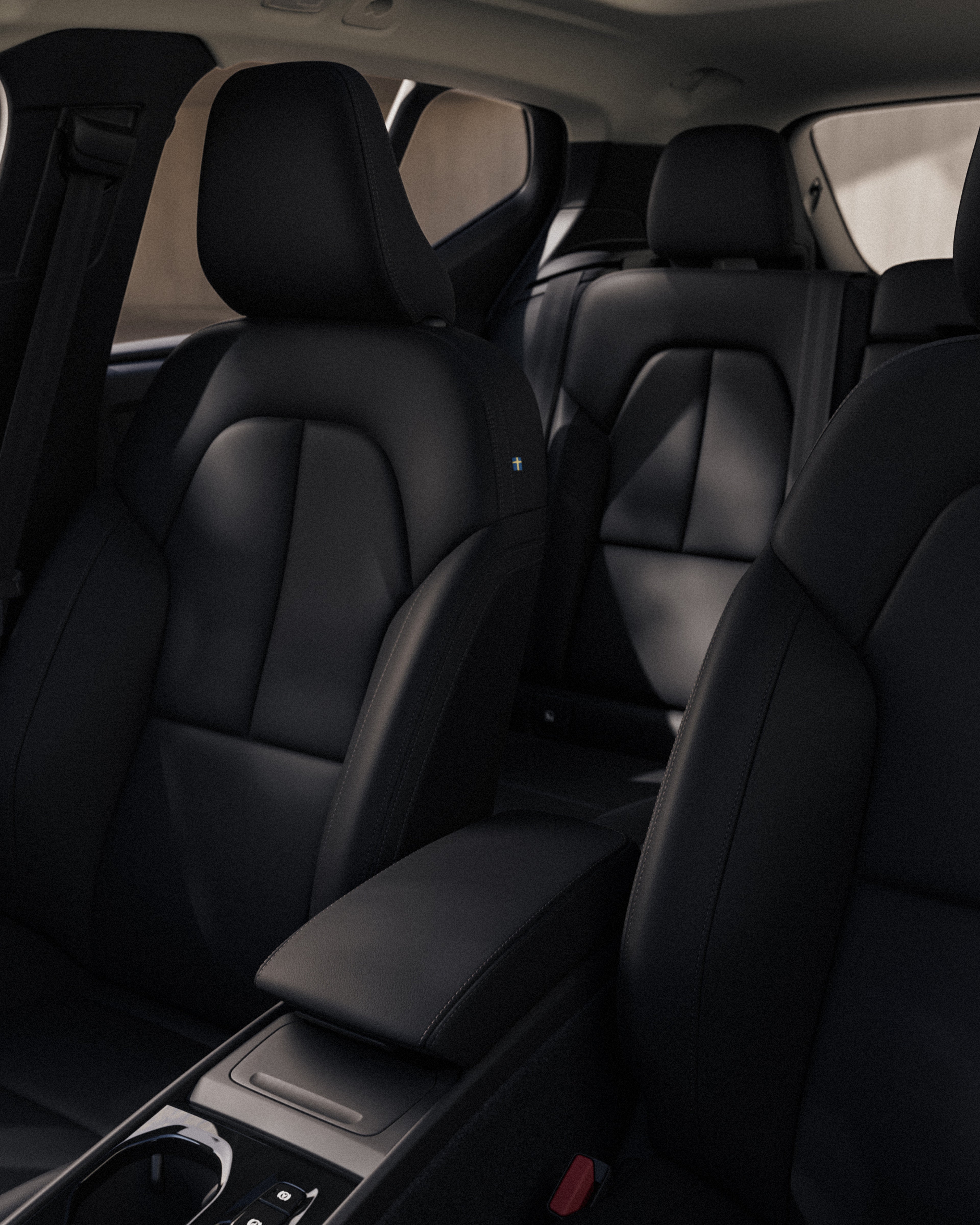 Close-up of the front seat upholstery in the Volvo XC40.