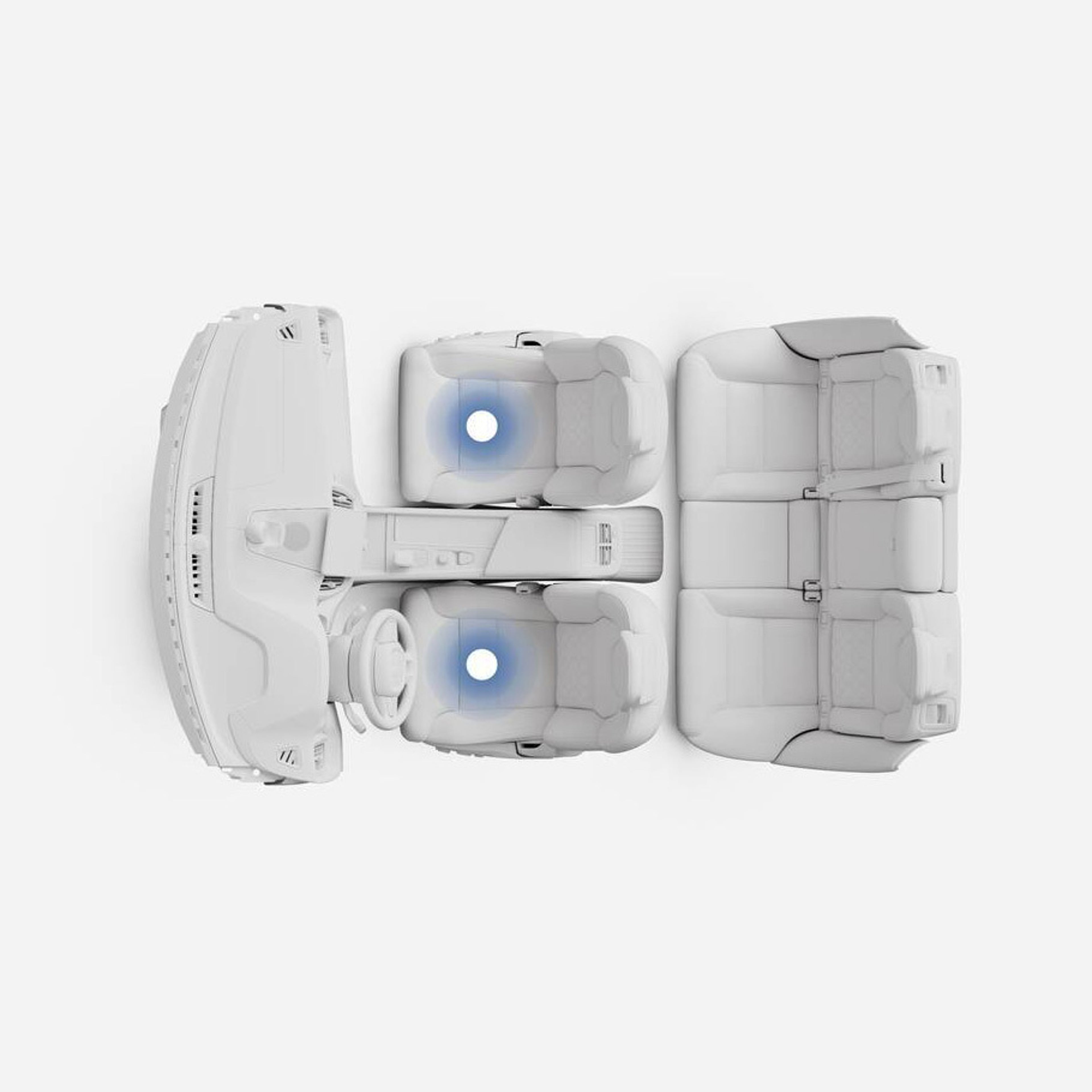 キャビン内のクライメートゾーンの配置を示す画像。