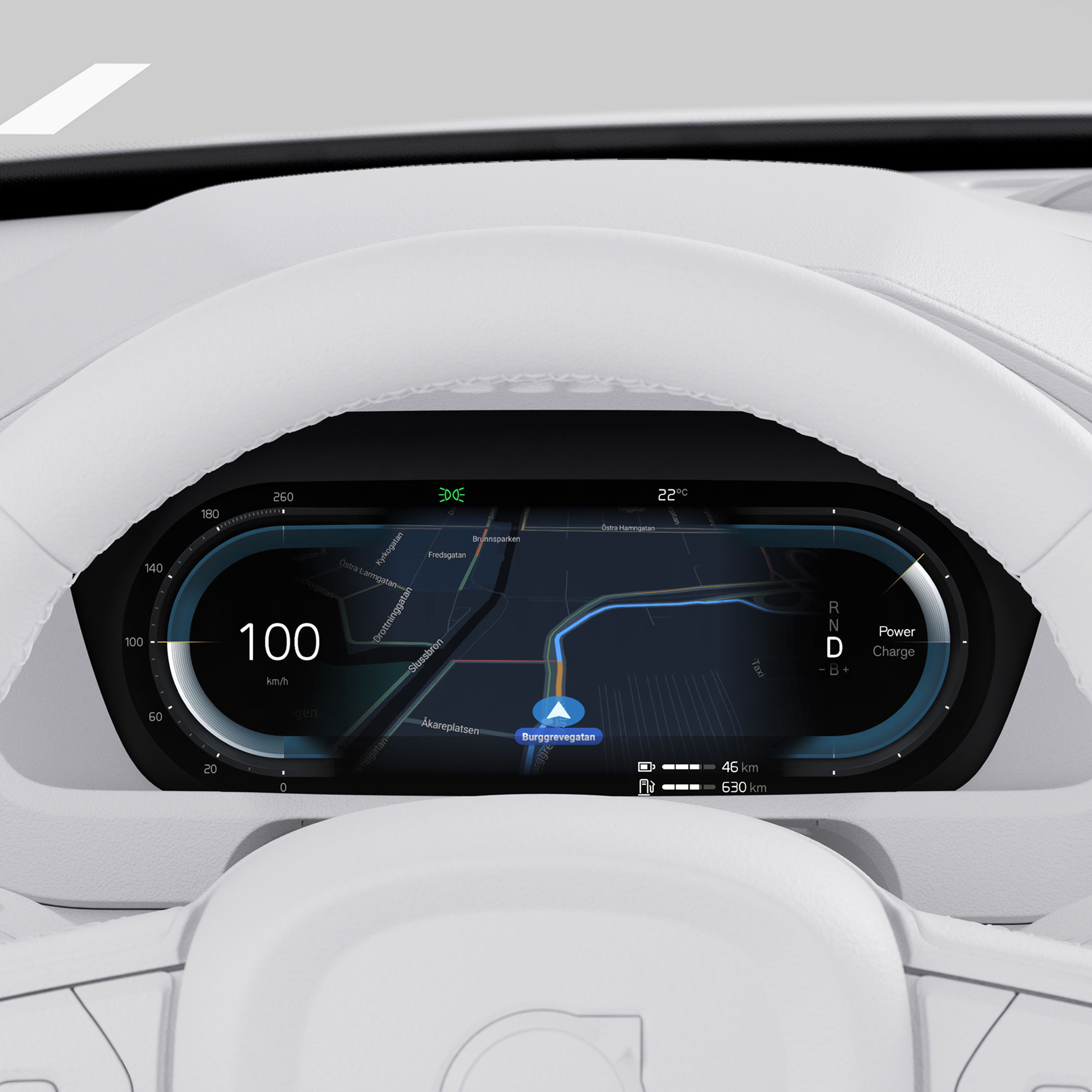 Gros plan sur l’écran du conducteur du Volvo XC90