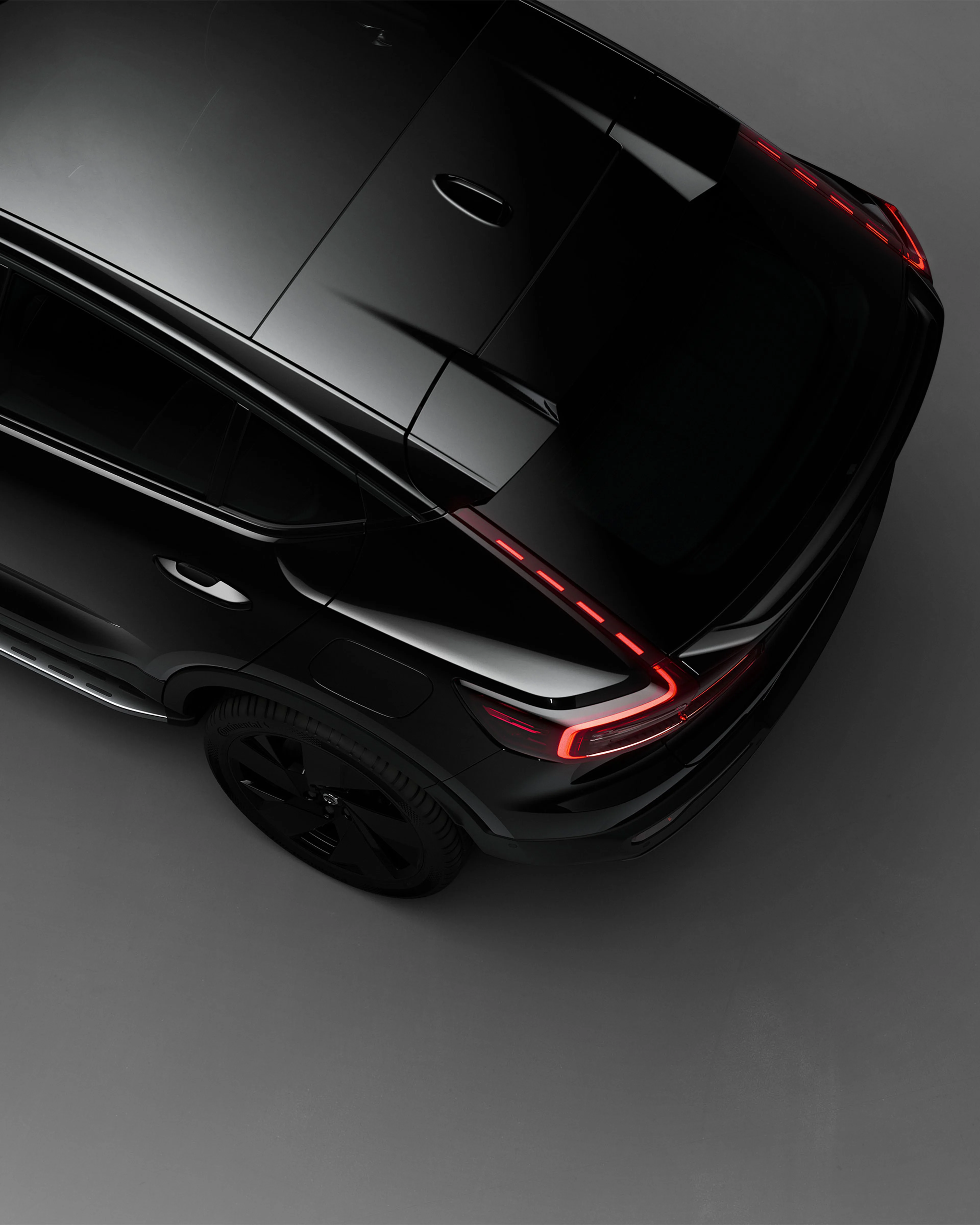 Vue de haut de la Volvo EC40 Black Edition
