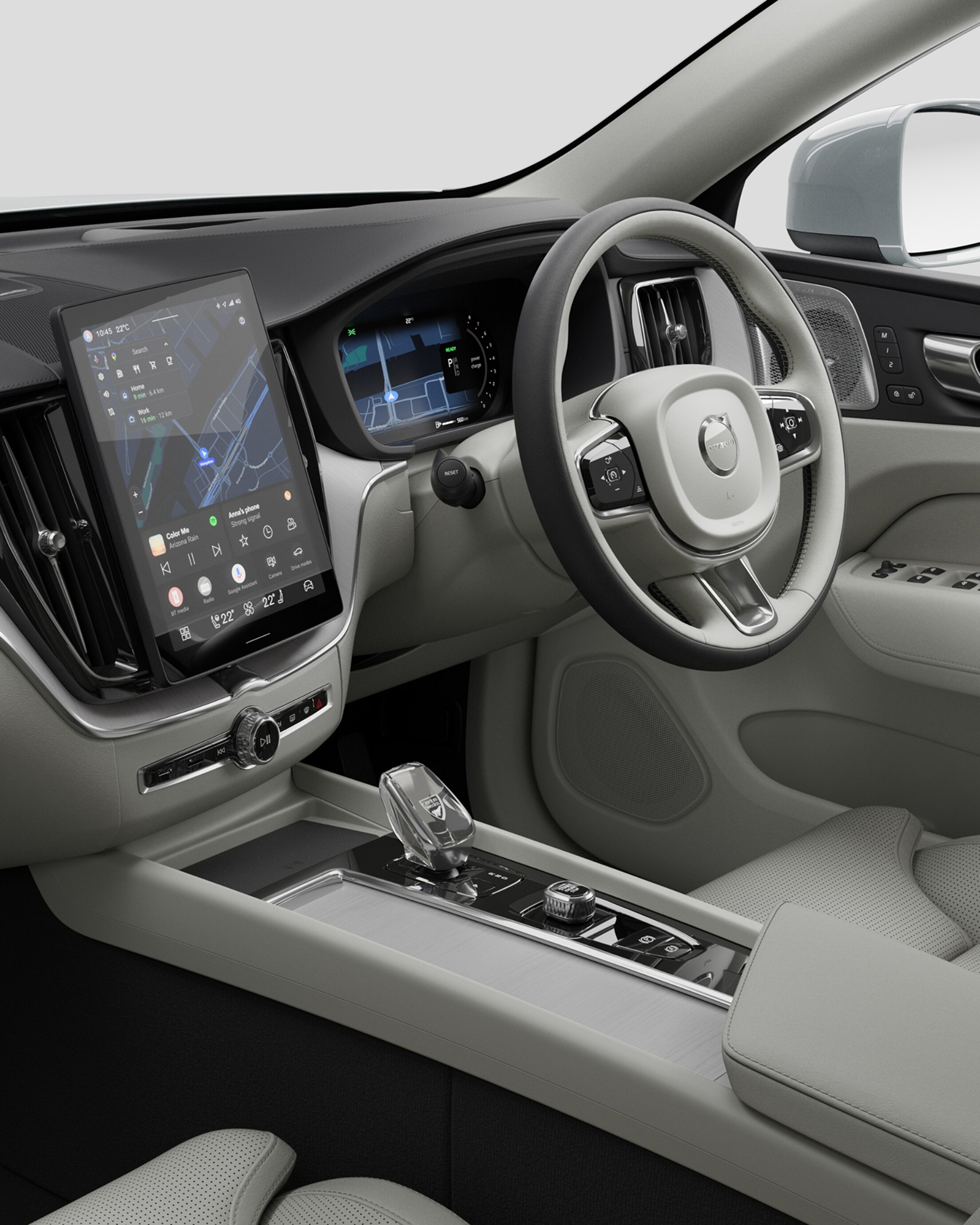 The cockpit of the Volvo XC60 midsize mild hybrid SUV.