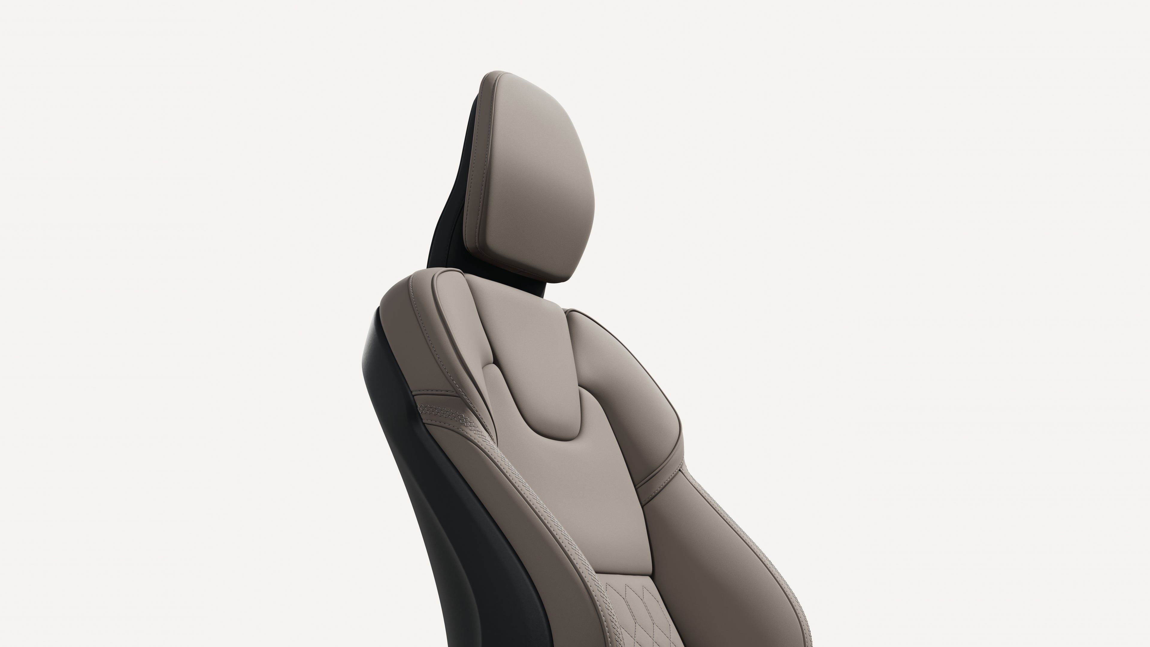 Close-up of the front seat upholstery in the Volvo XC90 plug-in hybrid.