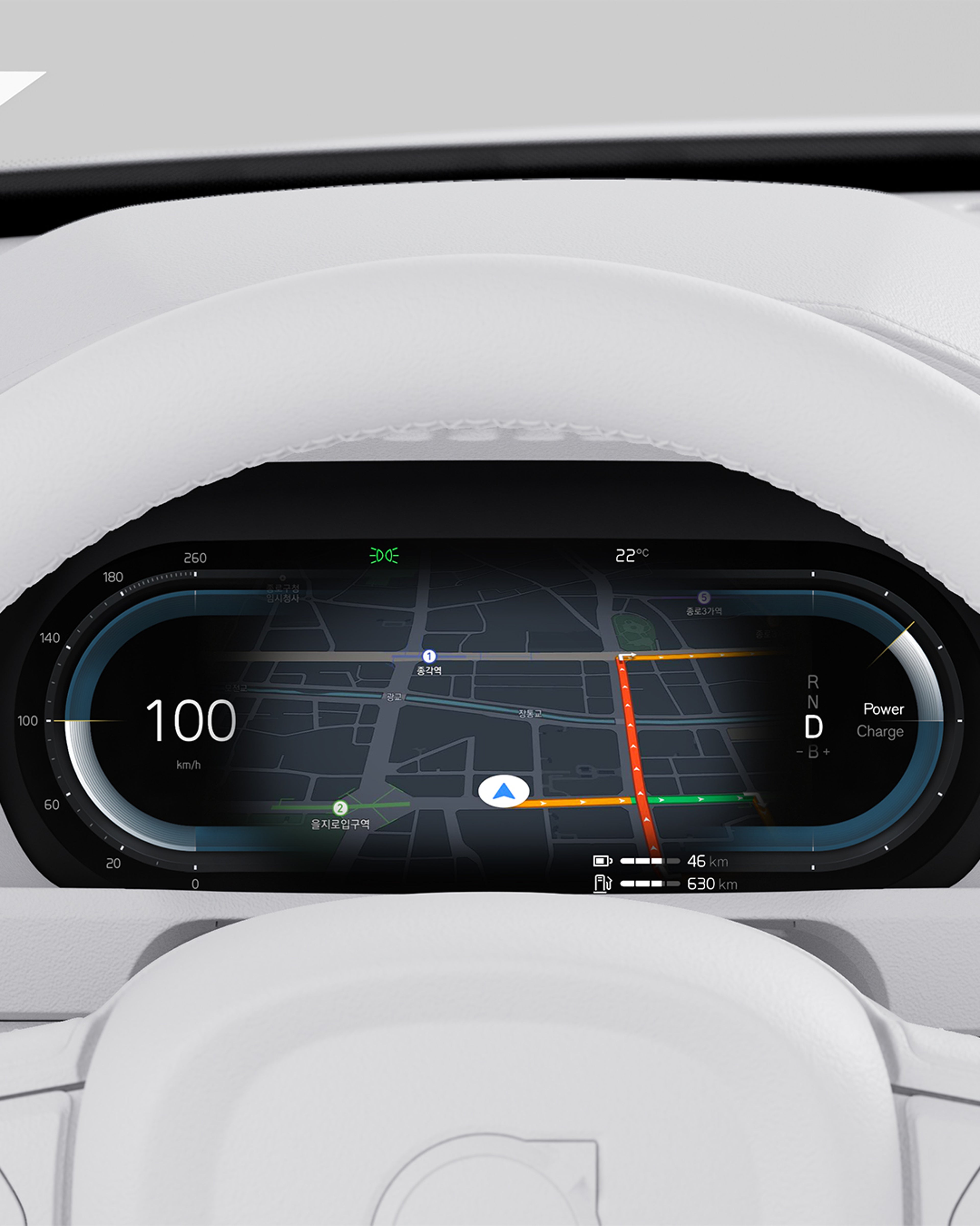 Volvo XC90 운전자 디스플레이 클로즈업 일러스트레이션