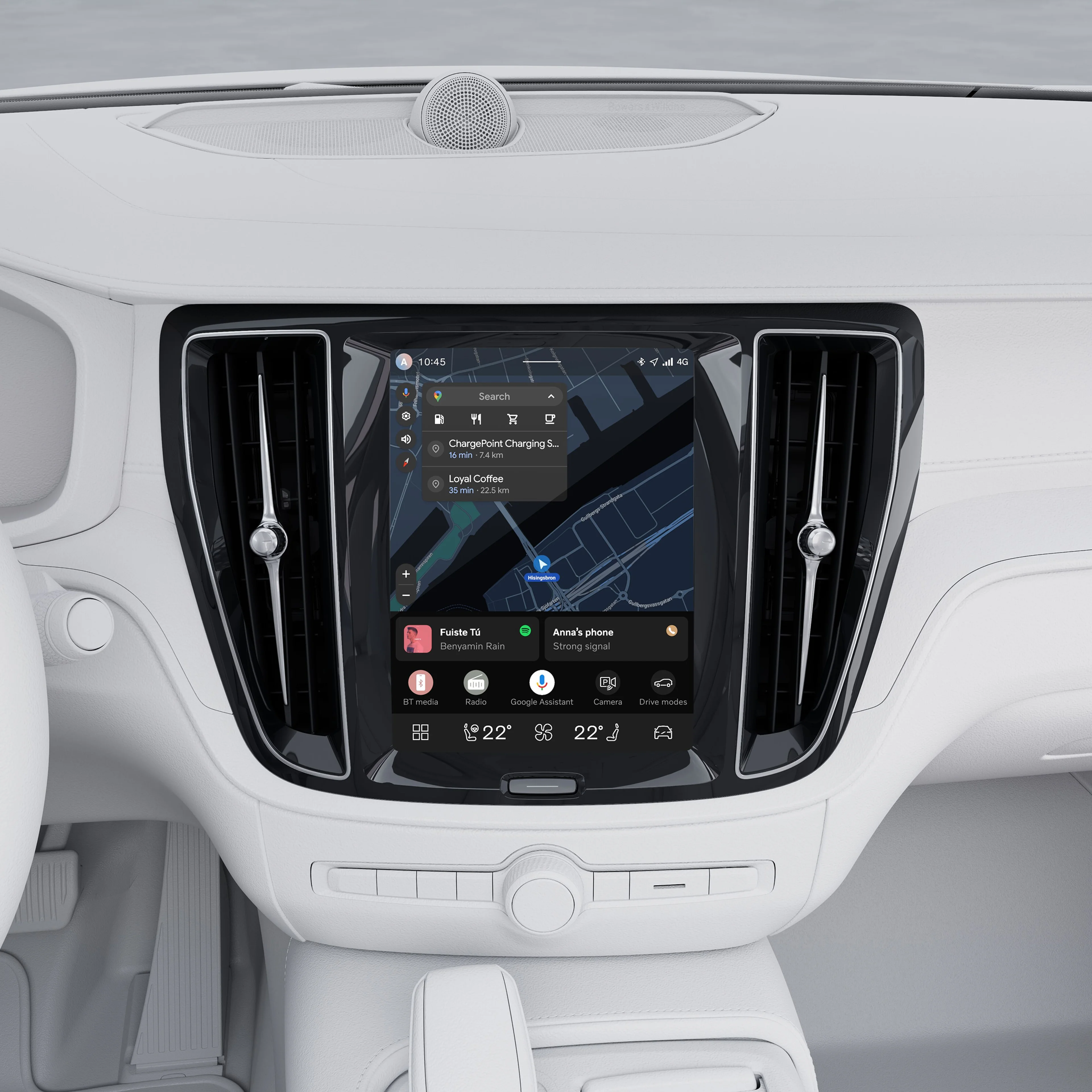 Close-up illustration of the Volvo V60 9-inch centre display, showcasing the home screen.