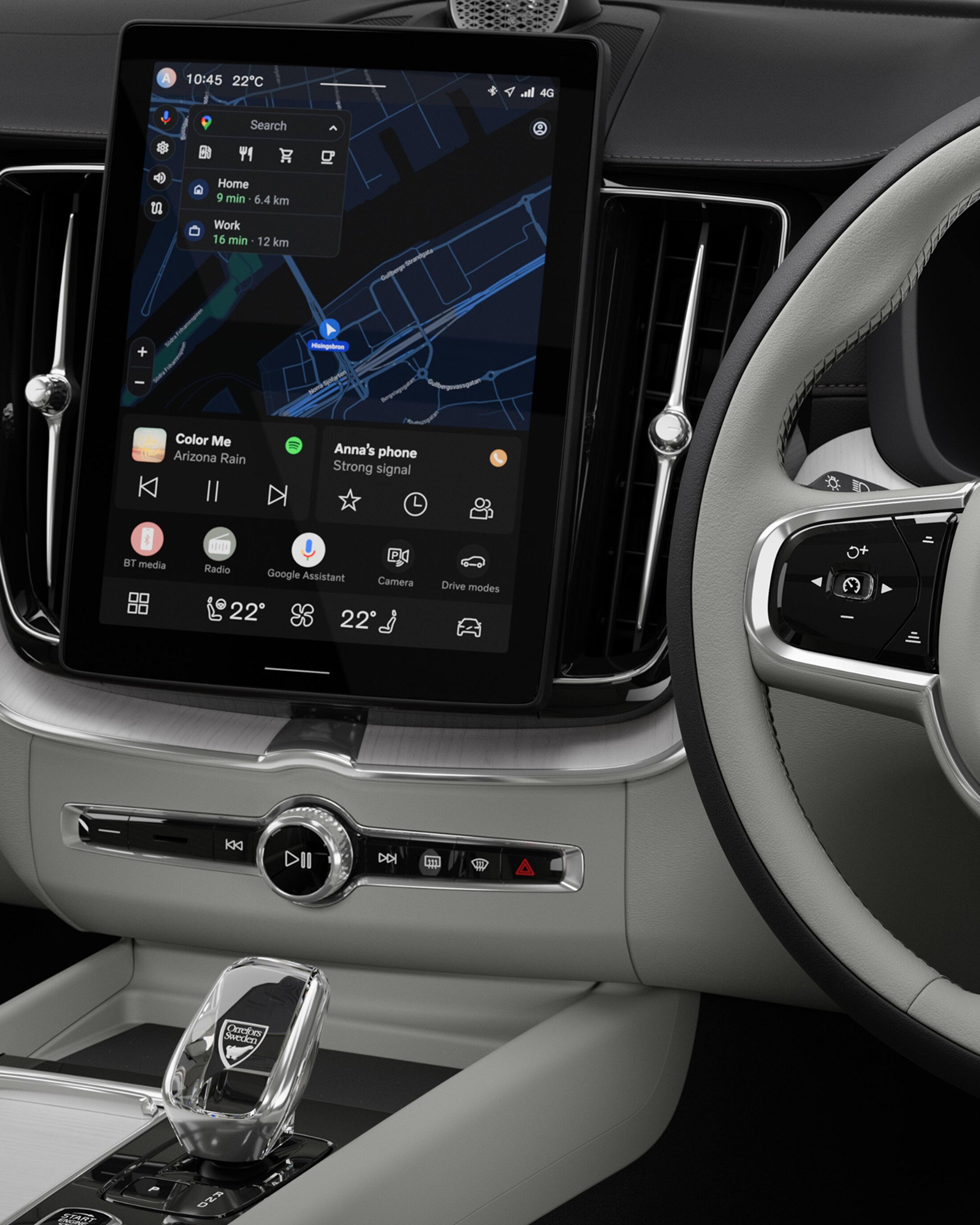 Touchscreen centre display showing navigation and media controls in the Volvo XC60.