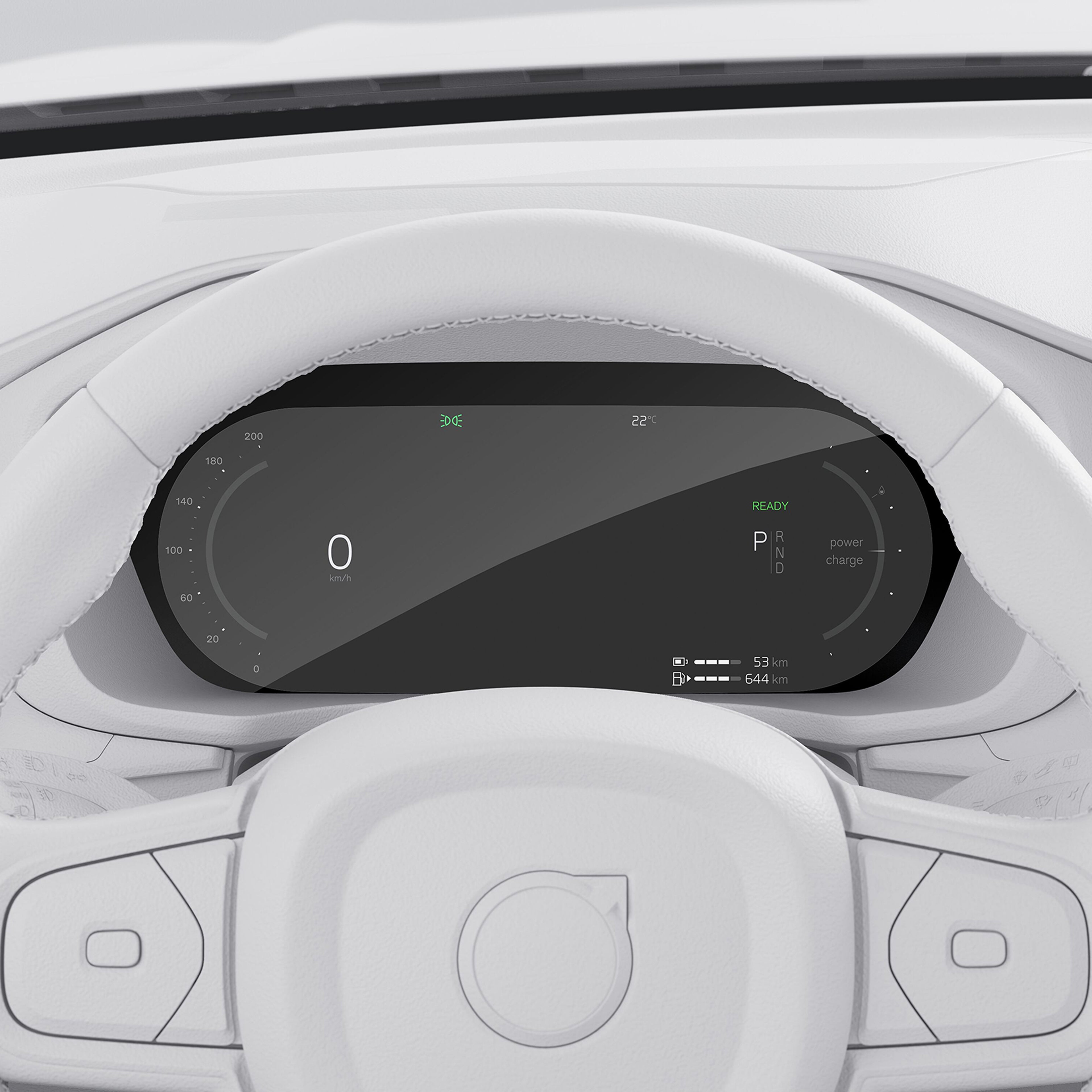 Zbliżenie na wyświetlacz kierowcy w hybrydzie Plug-in Volvo XC60