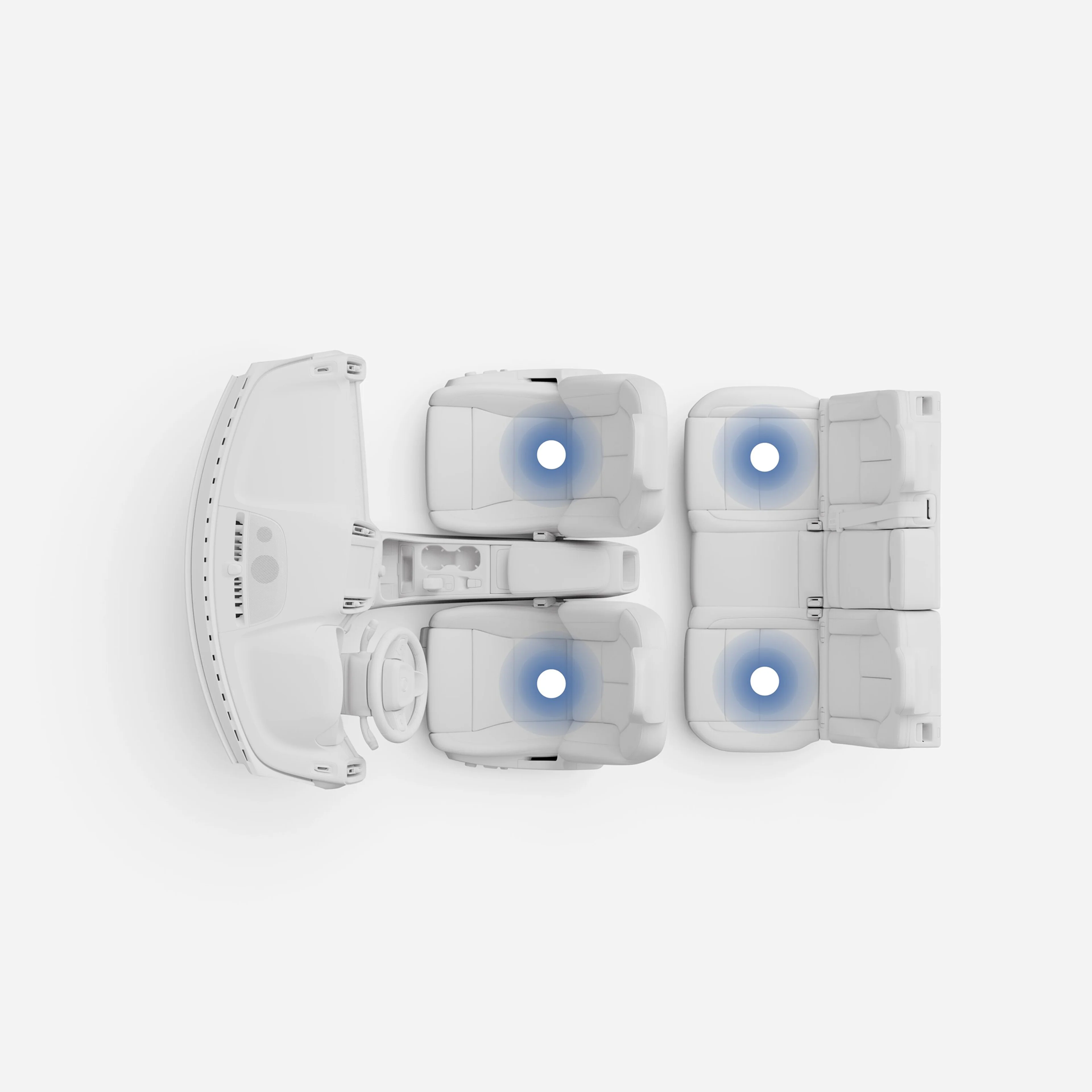 Top view illustration of the XC40 four-zone climate system.