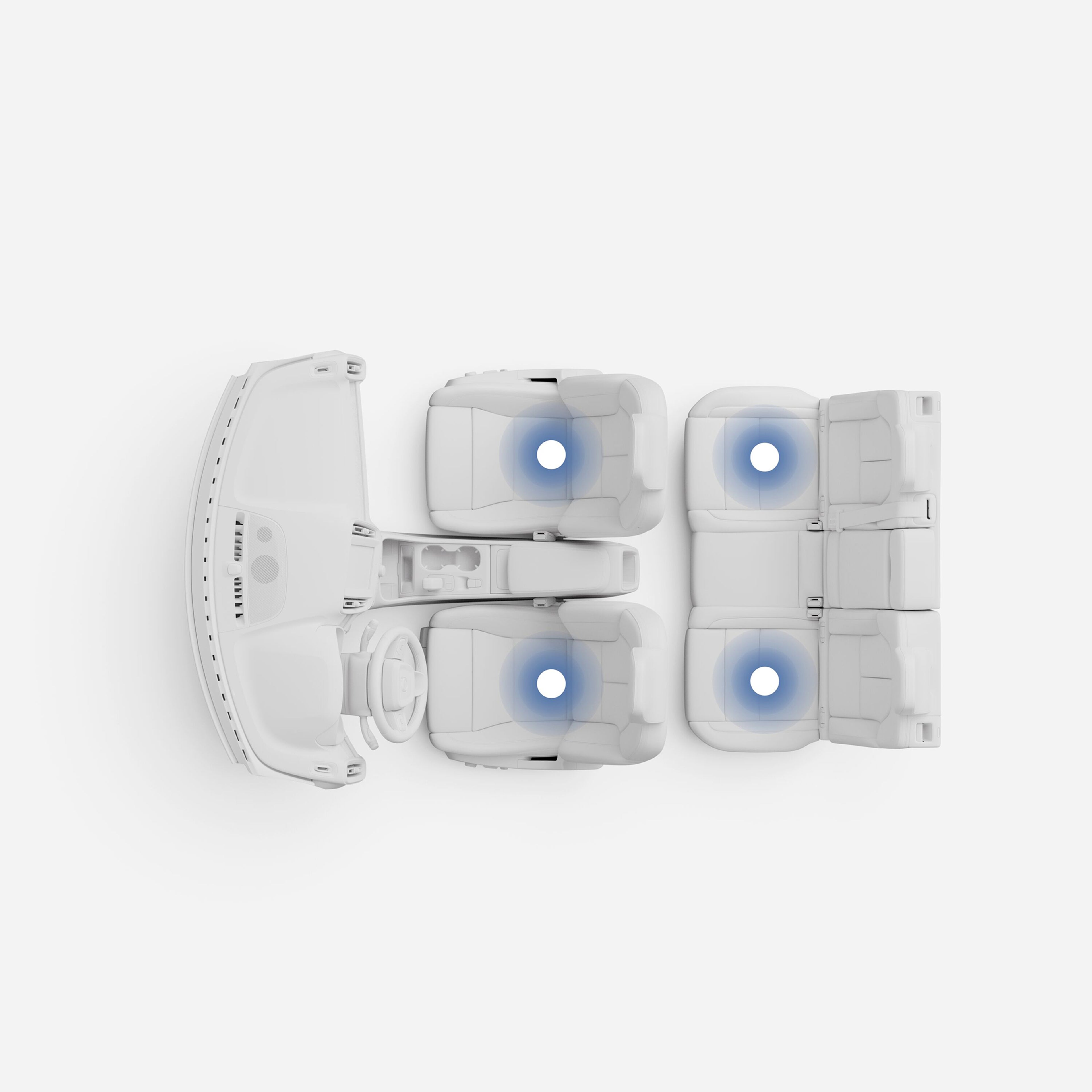 Ilustracja przedstawiająca widok z góry na czterostrefowy układ klimatyzacji XC40.