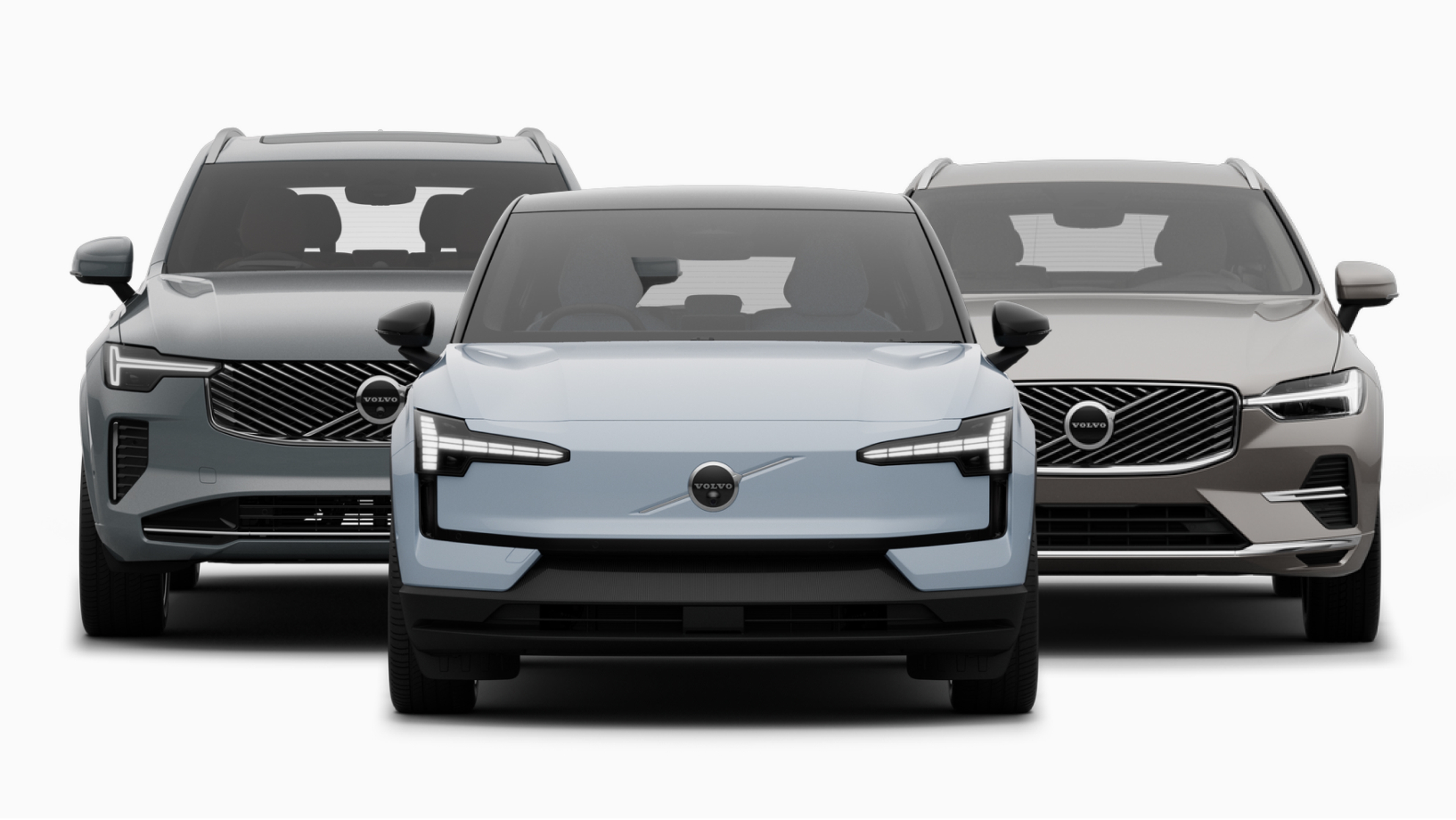 Volvo cars are shown from the front
