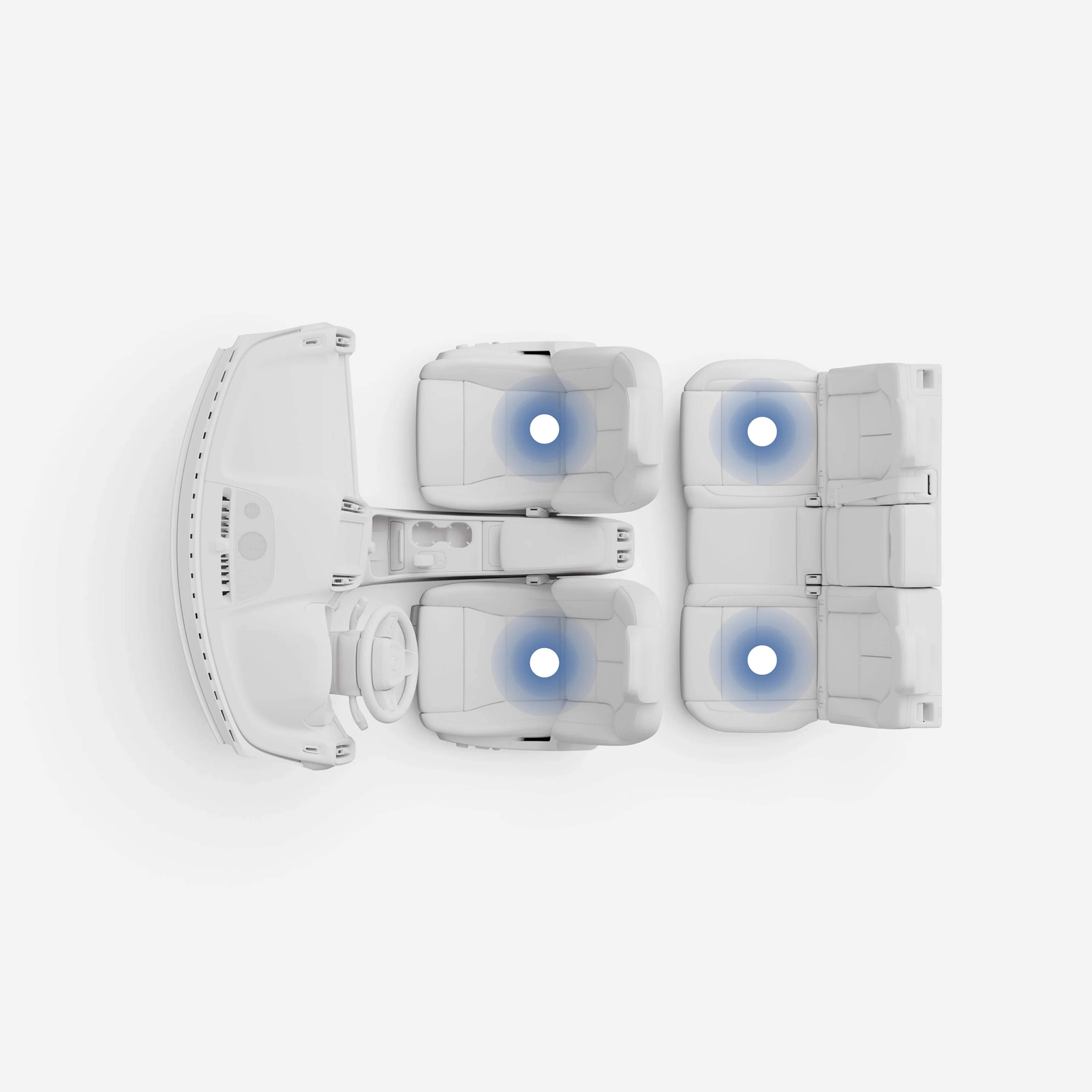 Top view illustration of the EC40 multi-zone climate system.
