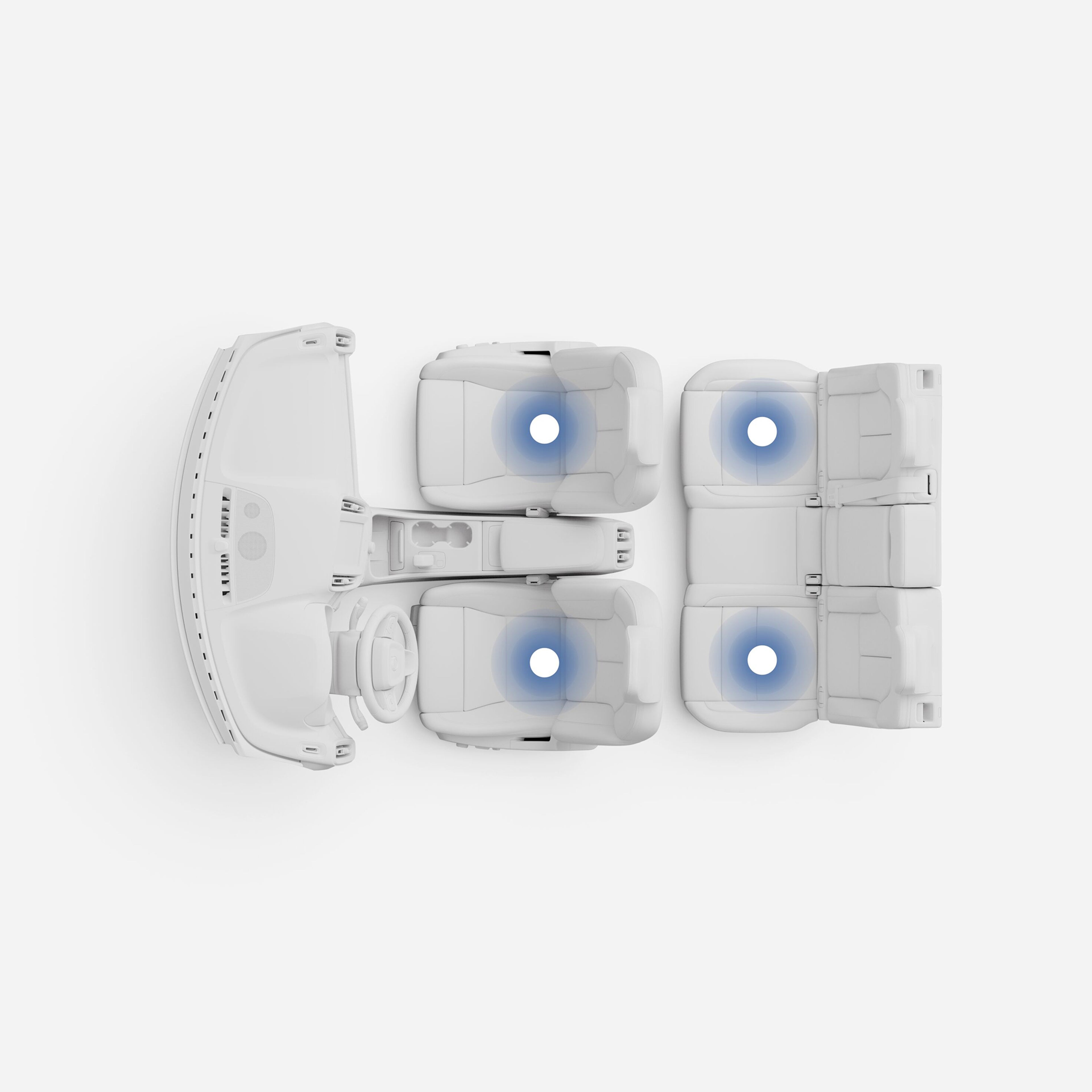 Toppillustrasjon av klimasystemet med flere soner i EC40.
