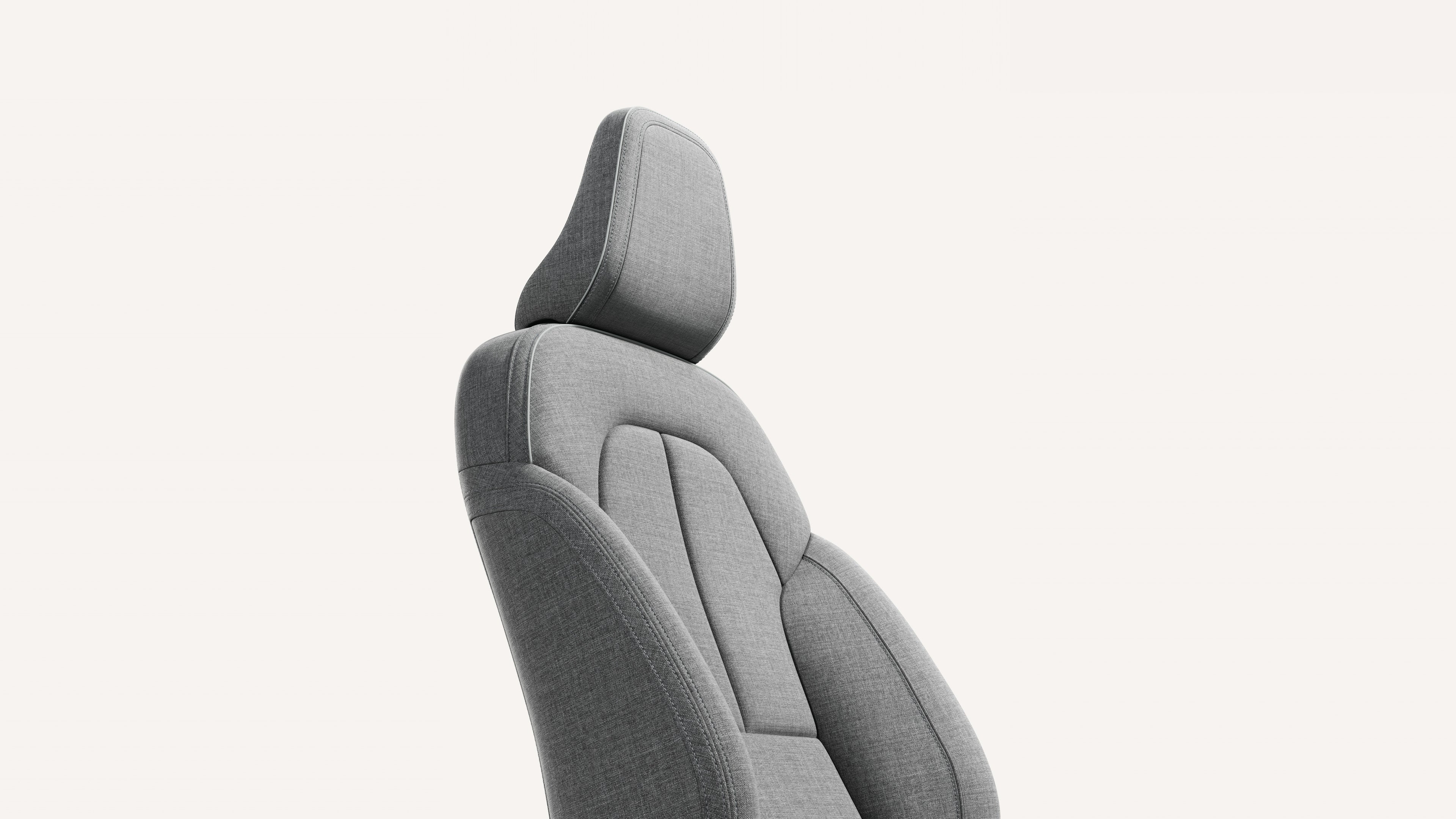 Close-up of the front seat upholstery in the Volvo EC40.