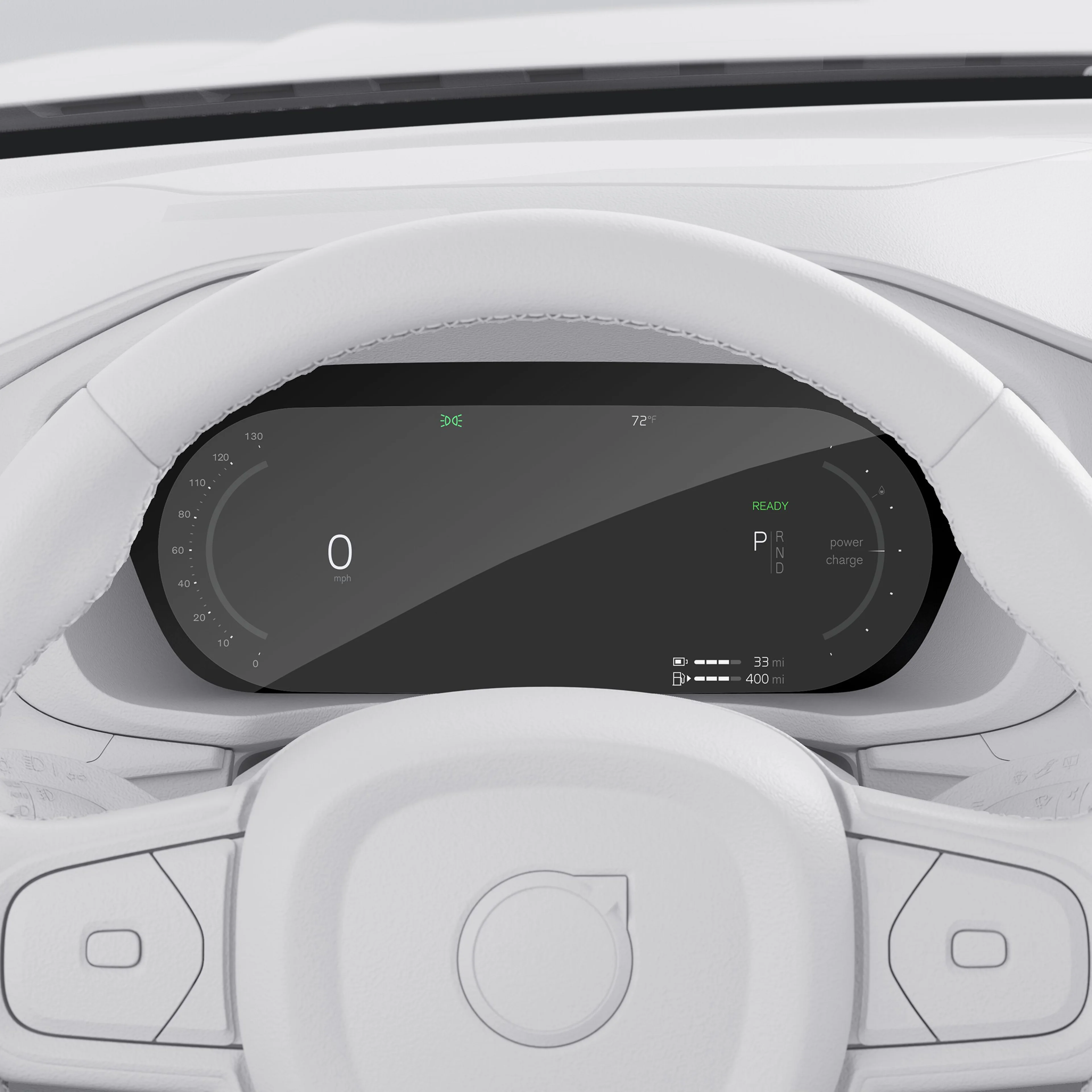 Close-up of the driver display in the Volvo XC60 plug-in hybrid