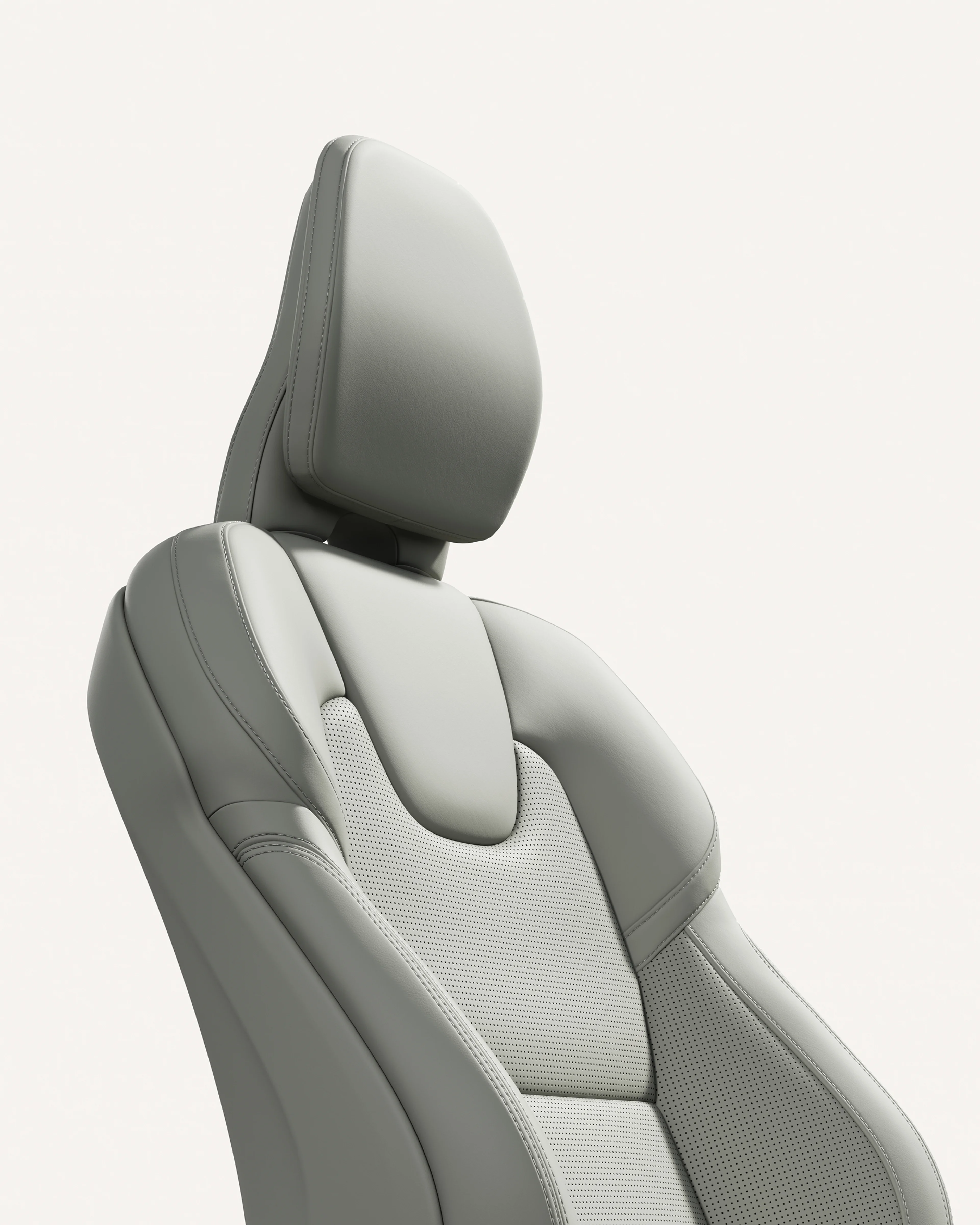 Close-up of the front seat upholstery in the Volvo S90