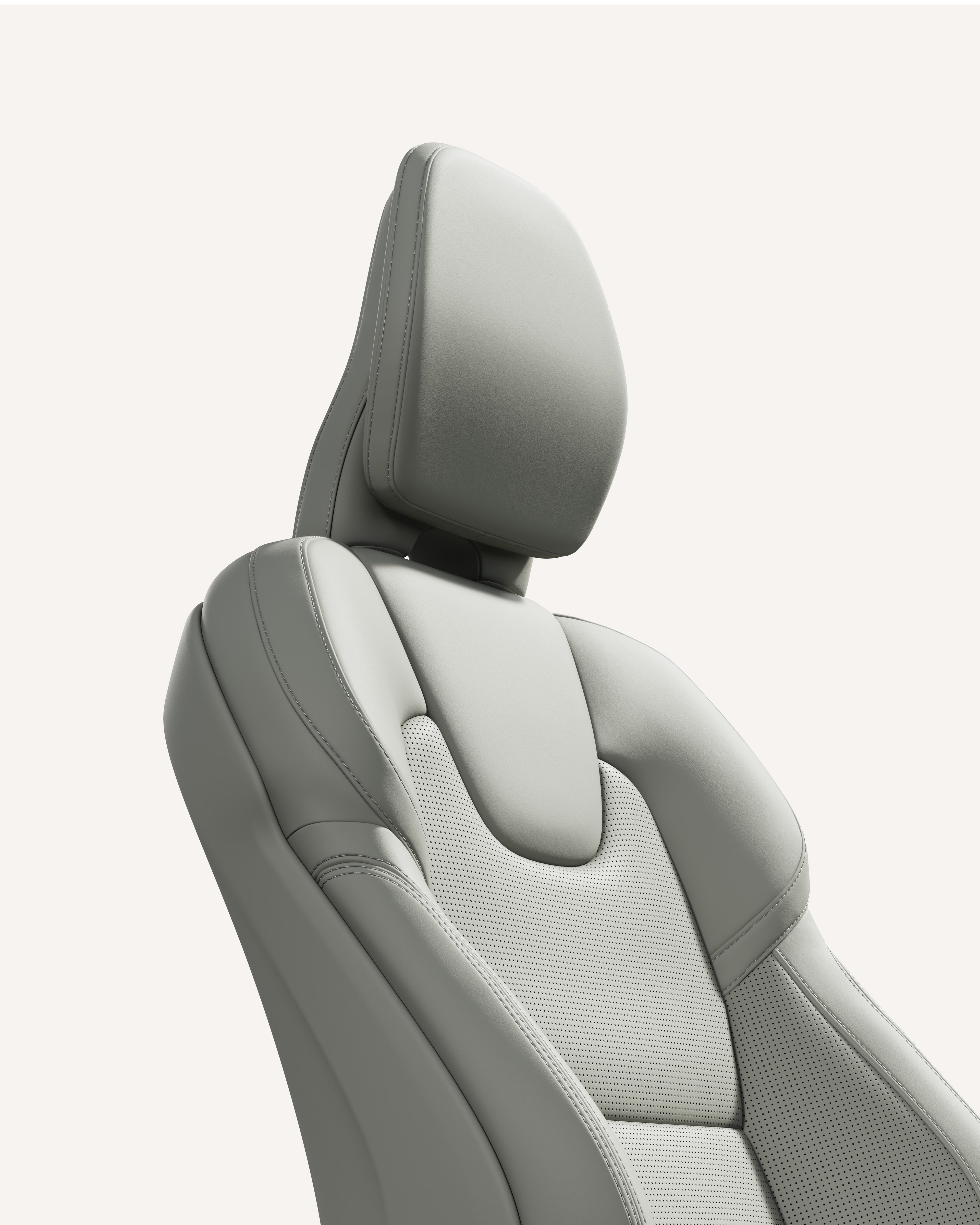 Close-up of the front seat upholstery in the Volvo S90