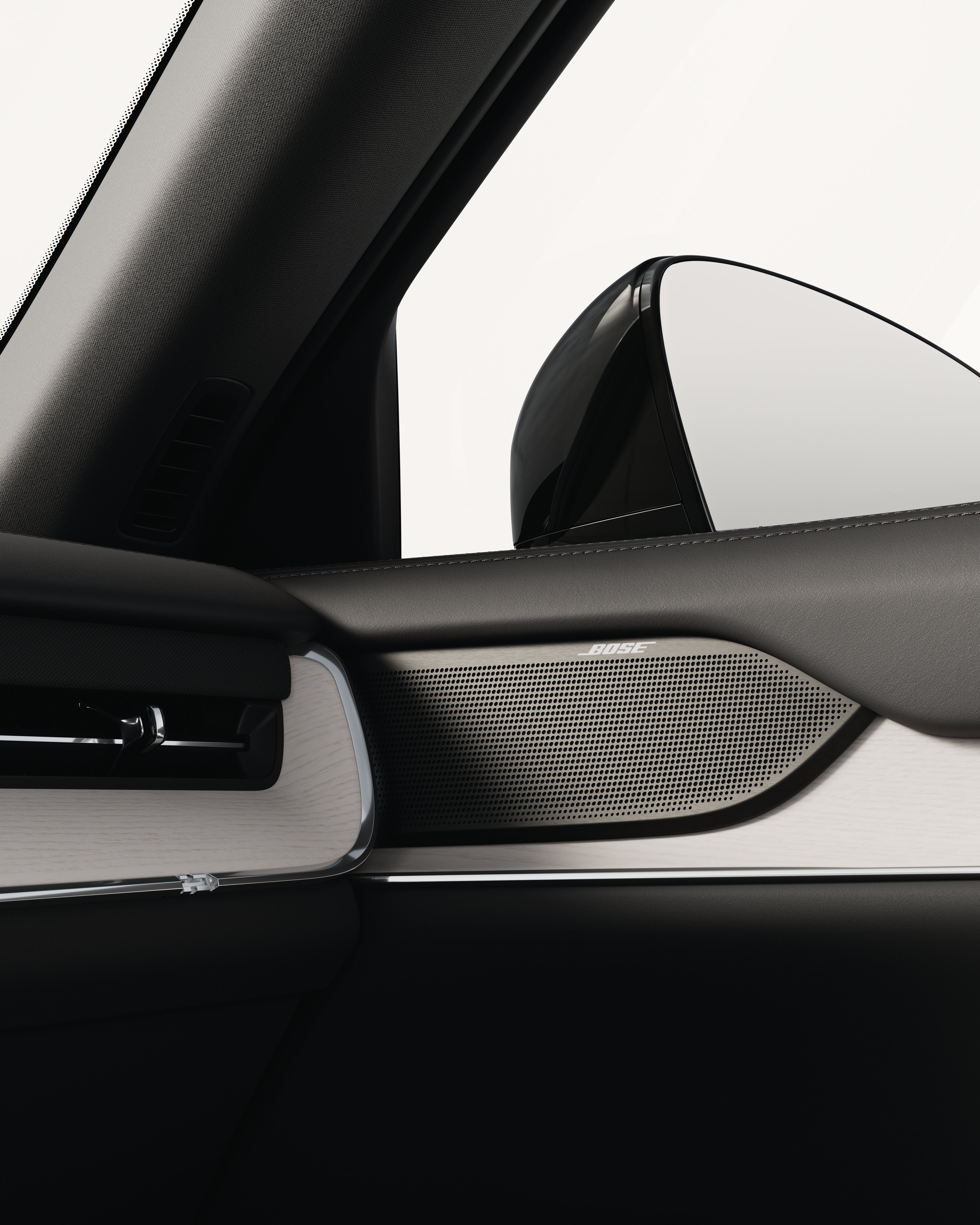 Close-up of Bose speaker grille in the Volvo EX90.