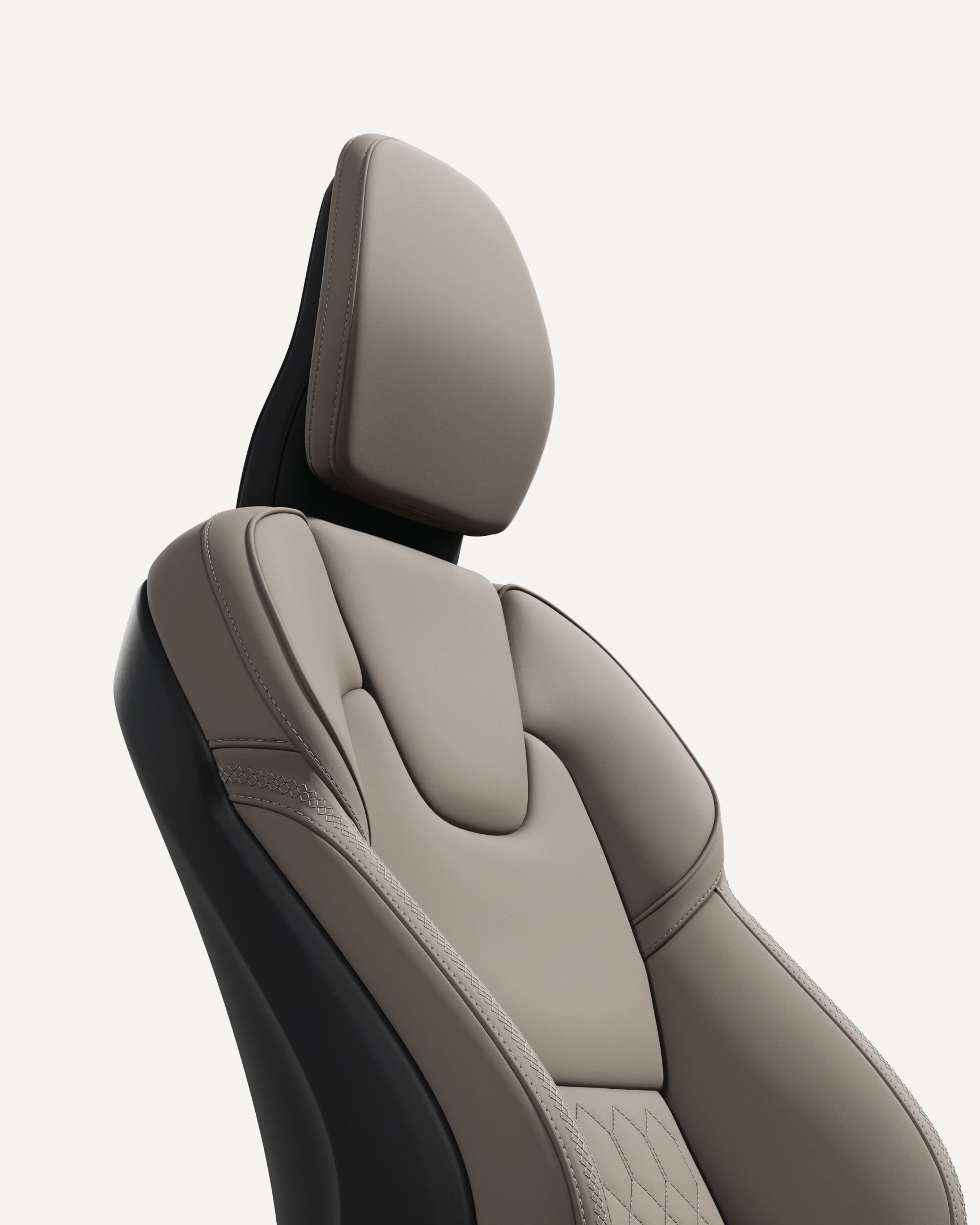 Close-up of the front seat upholstery in the Volvo XC60 midsize plug-in hybrid SUV.
