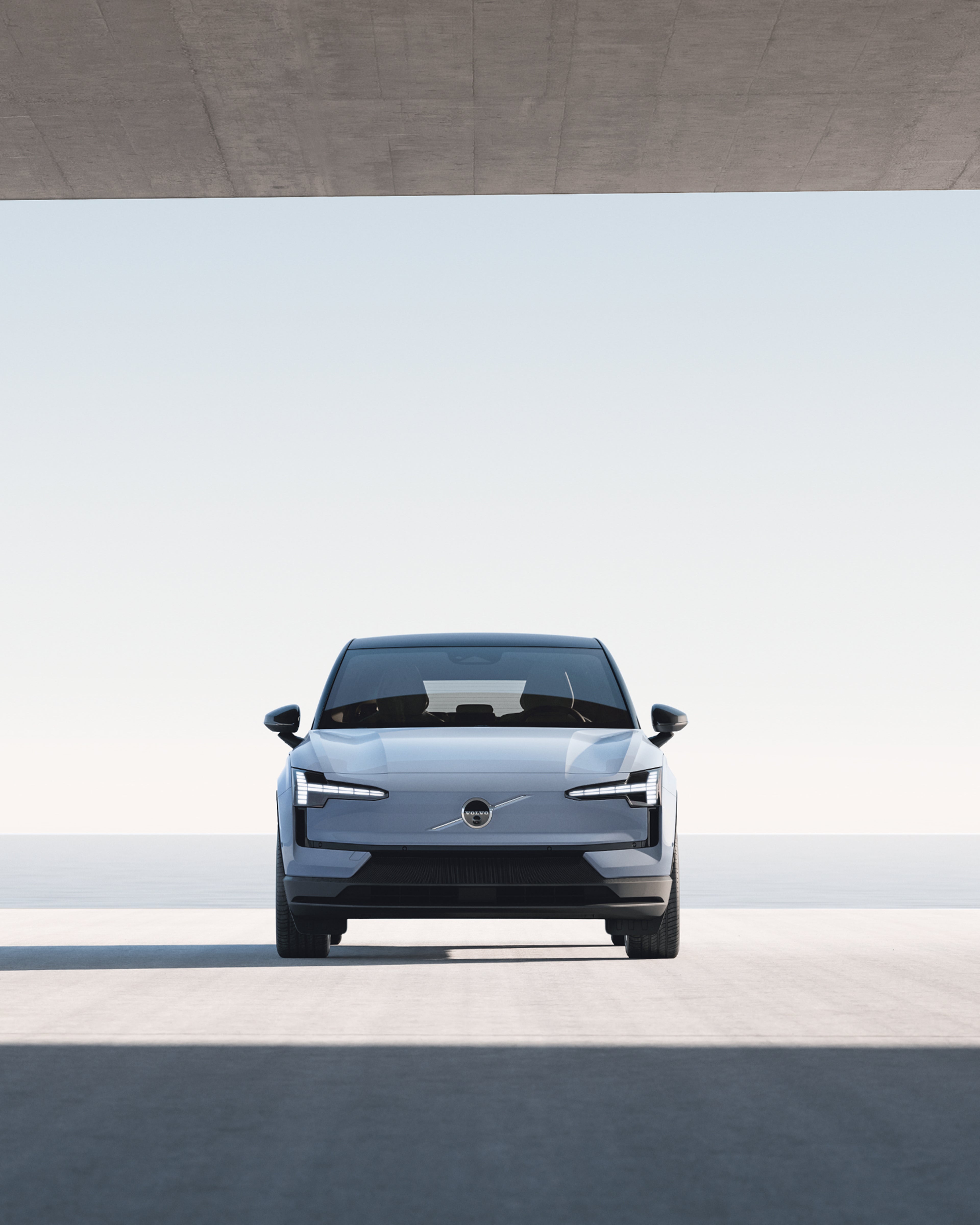 Front view of the fully electric Volvo EX30.