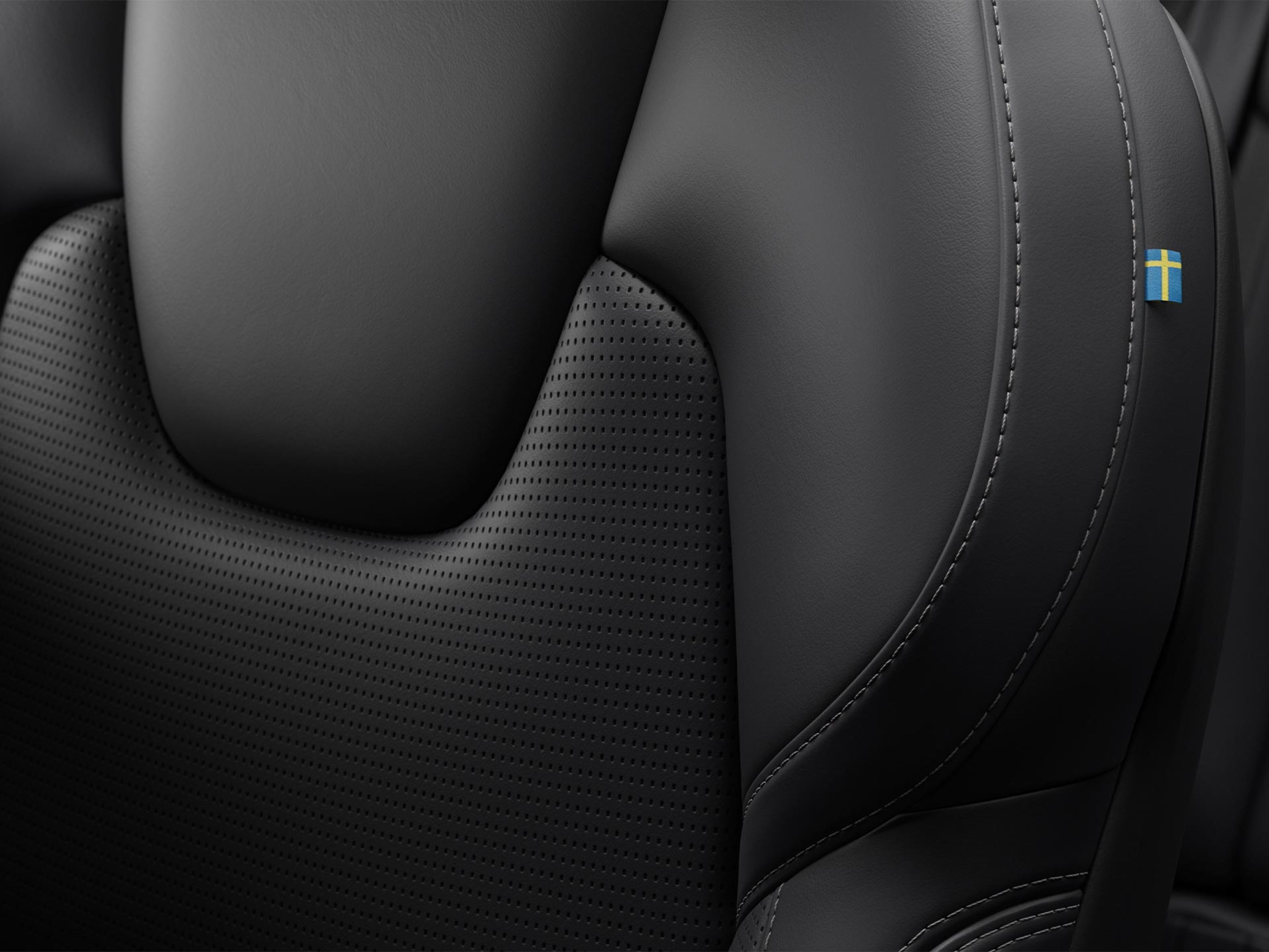 Interior front seats with ventilation and massage in a Volvo V60 plug-in hybrid.