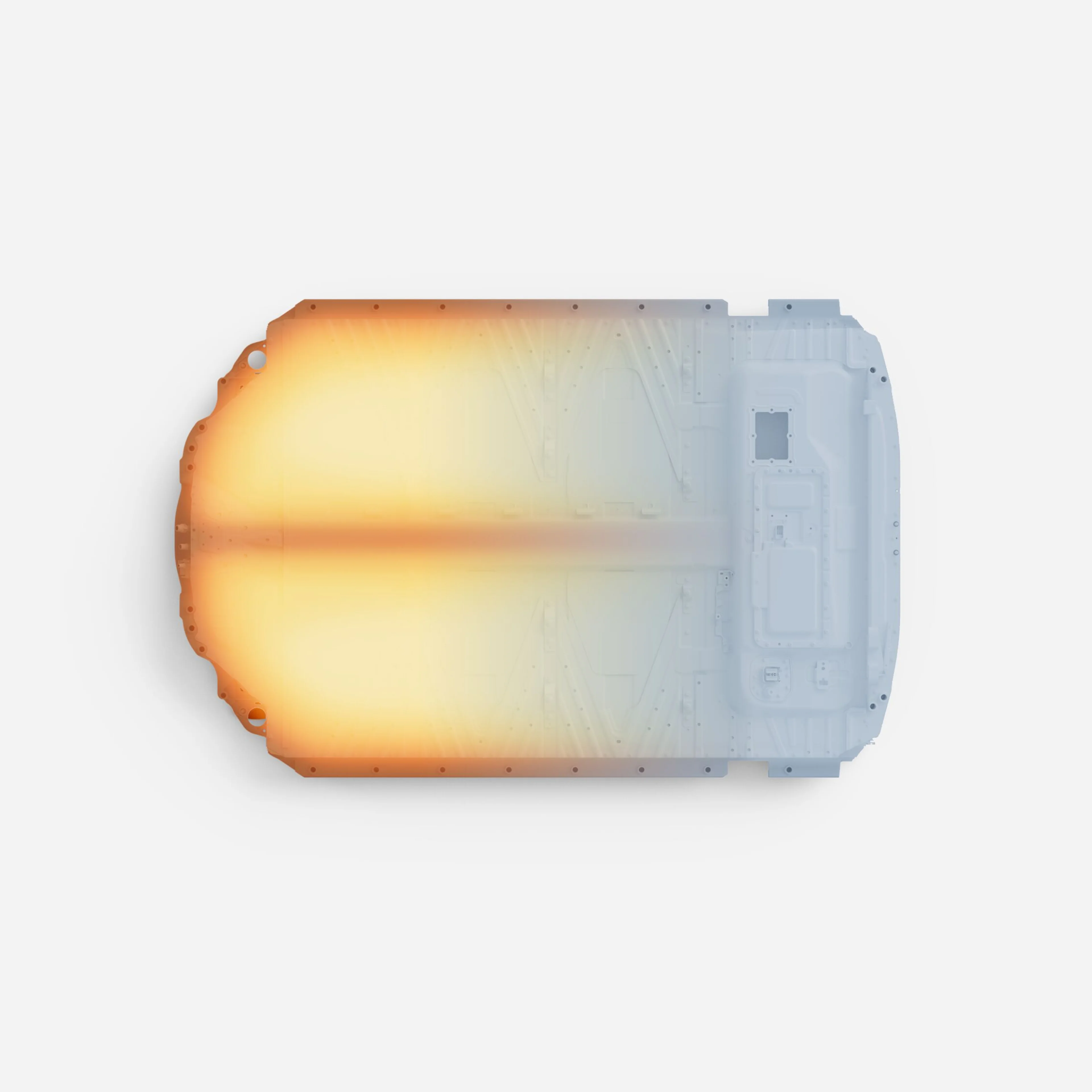 Animacija uklanjanja šasije modela Volvo EX90 kako bi se prikazala baterija i njena priprema za brzo punjenje.