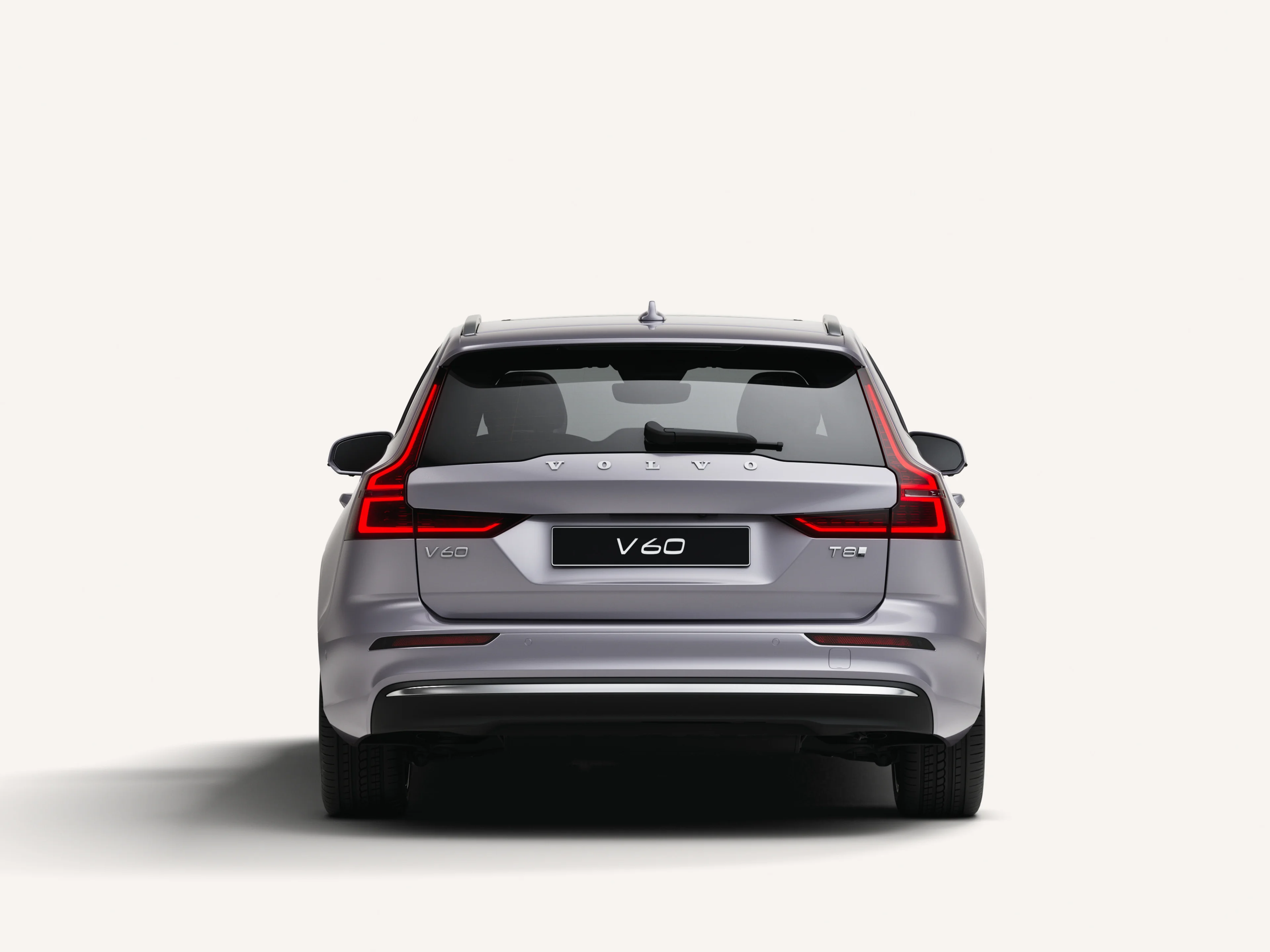Rear view of the Volvo V60 in a white studio environment.
