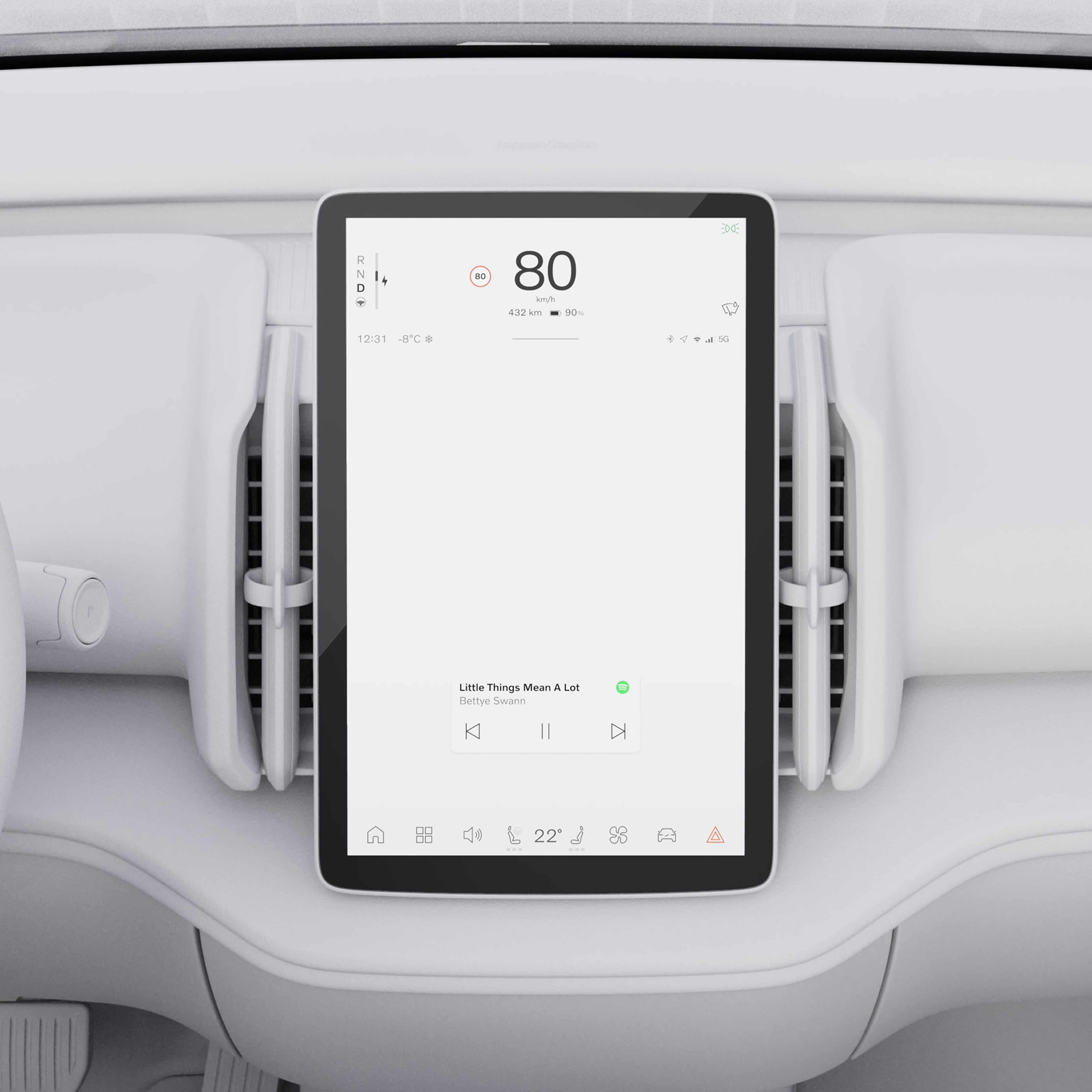 Close-up illustration of the Volvo EX30 center display showcasing the calm mode.