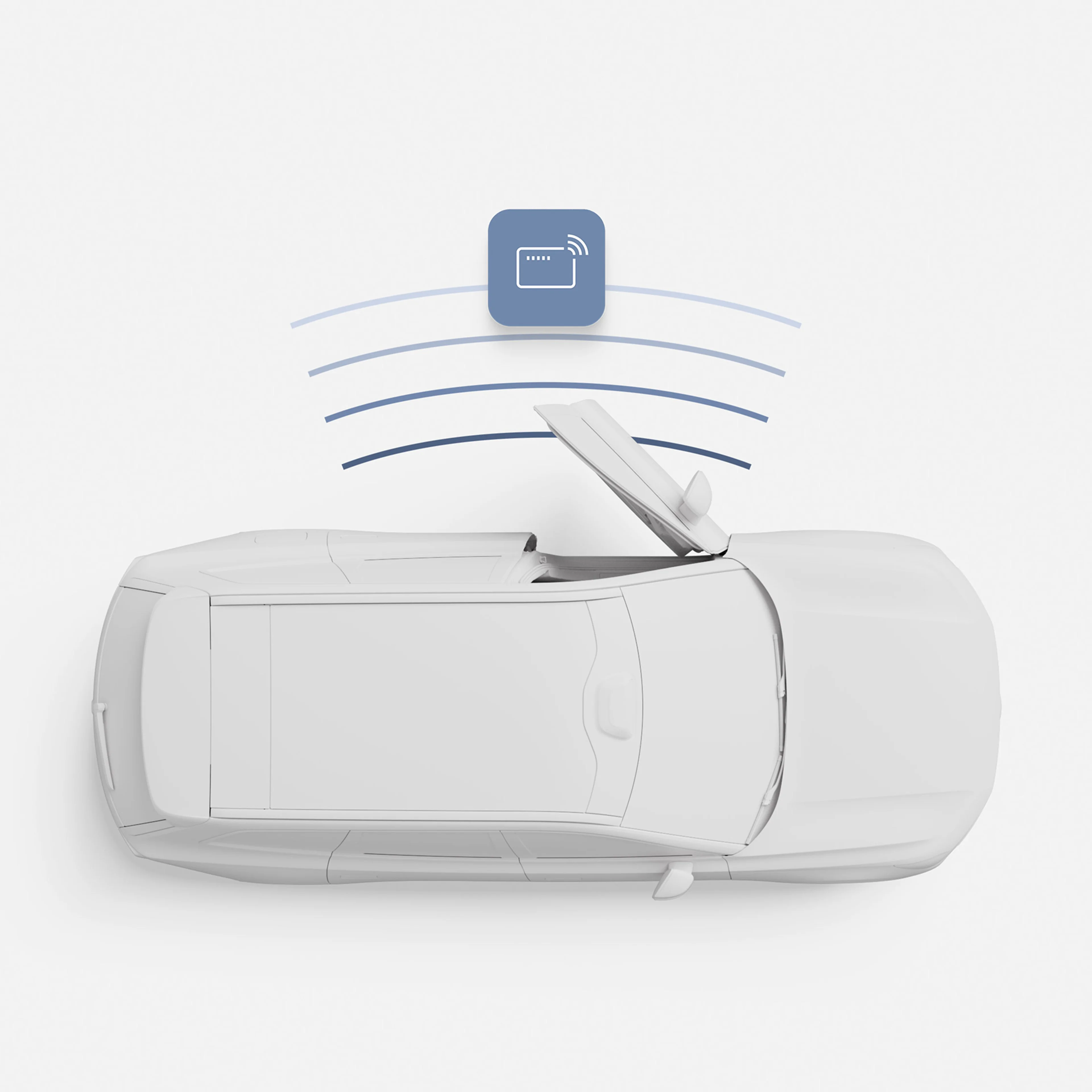 Mobiltelefonens skärm visar Volvo EX90:s digitala nyckelgränssnitt. Med en bild av en nyckelbricka.