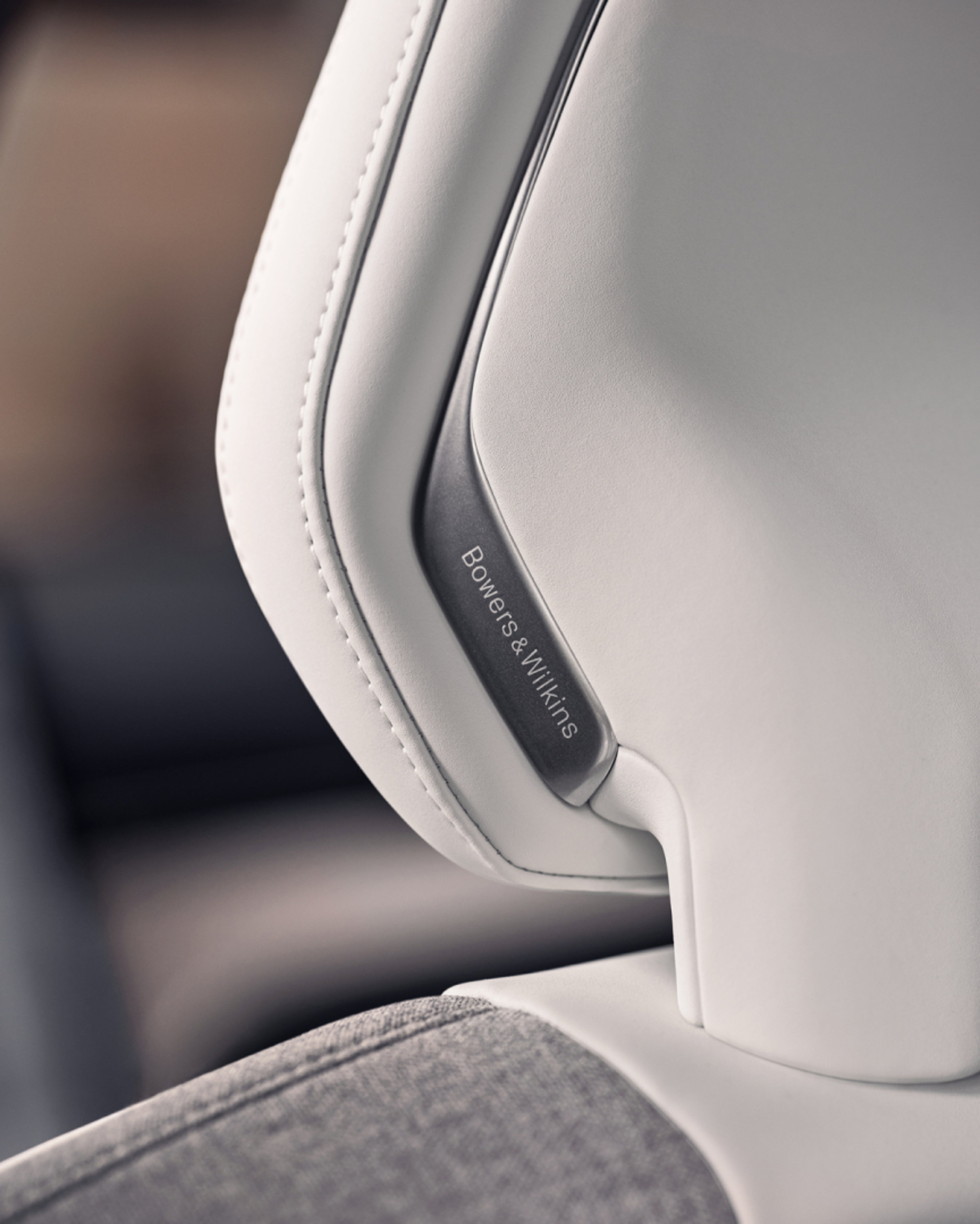 Close up of the Bowers & Wilkins speakers in the headrests