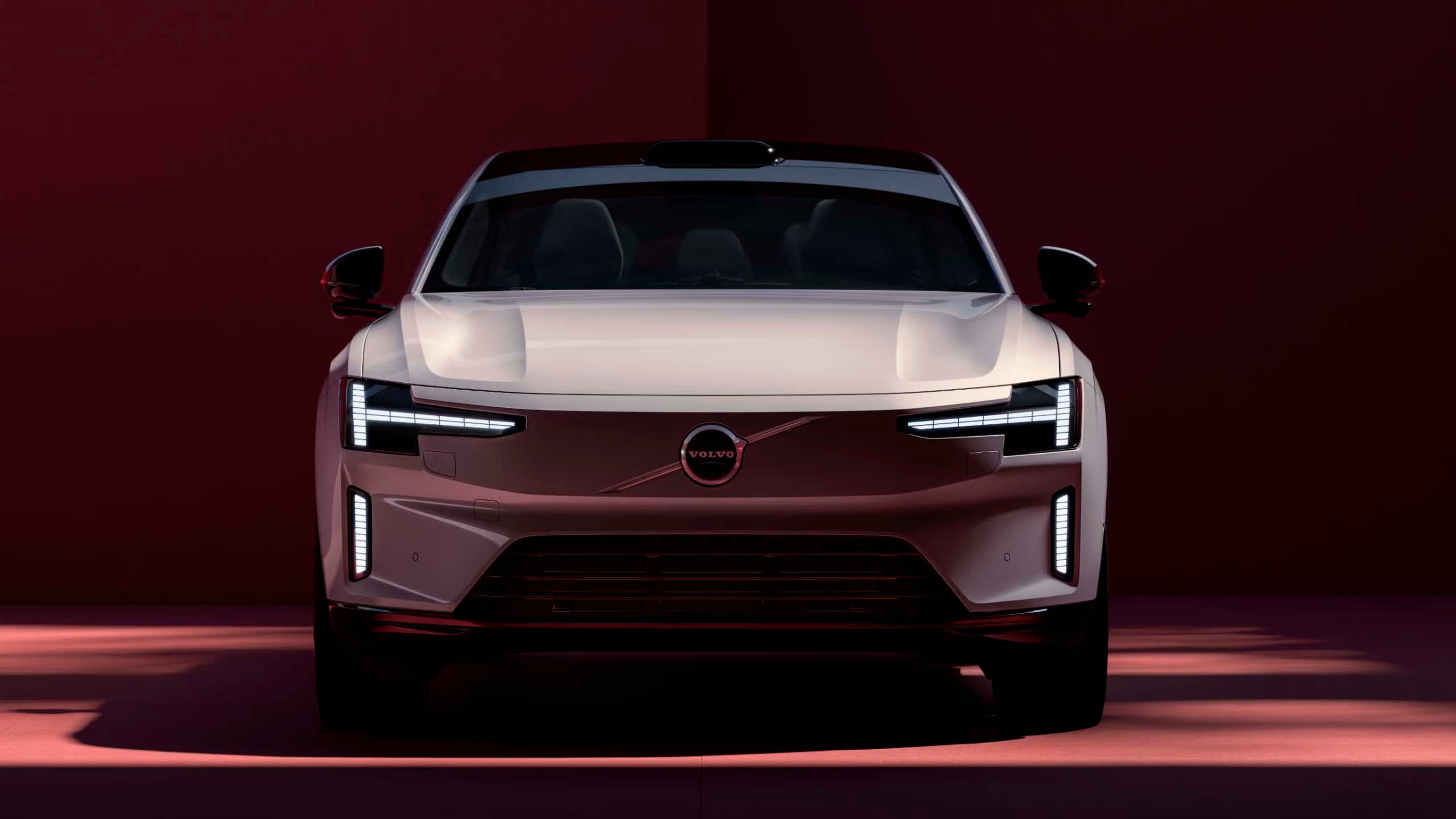 Parte frontal de un Volvo ES90 eléctrico.
