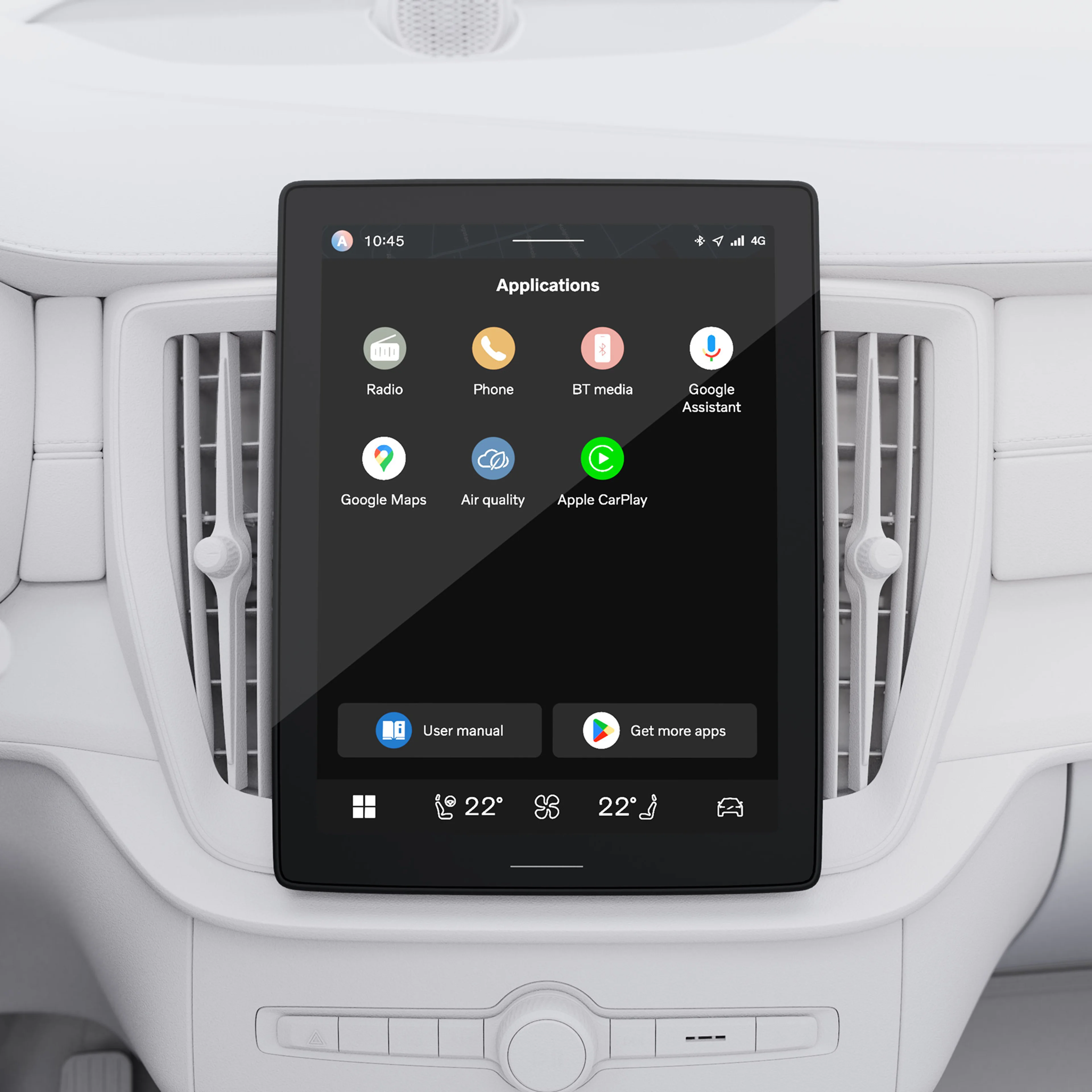 Nahaufnahme des mittleren Displays des Volvo XC90 mit Calm Mode