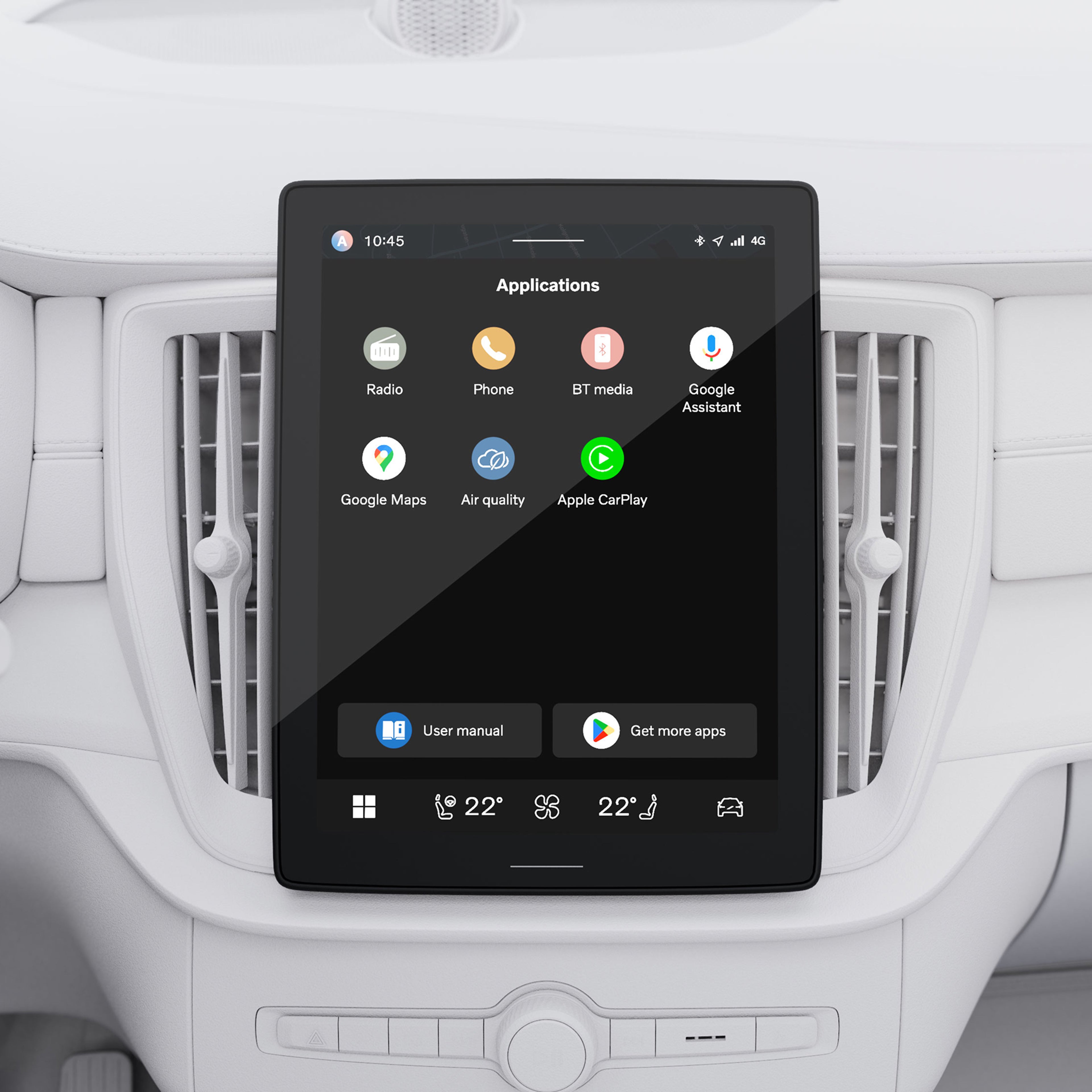 Gros plan de l’écran central du Volvo XC90 présentant la Vue calme