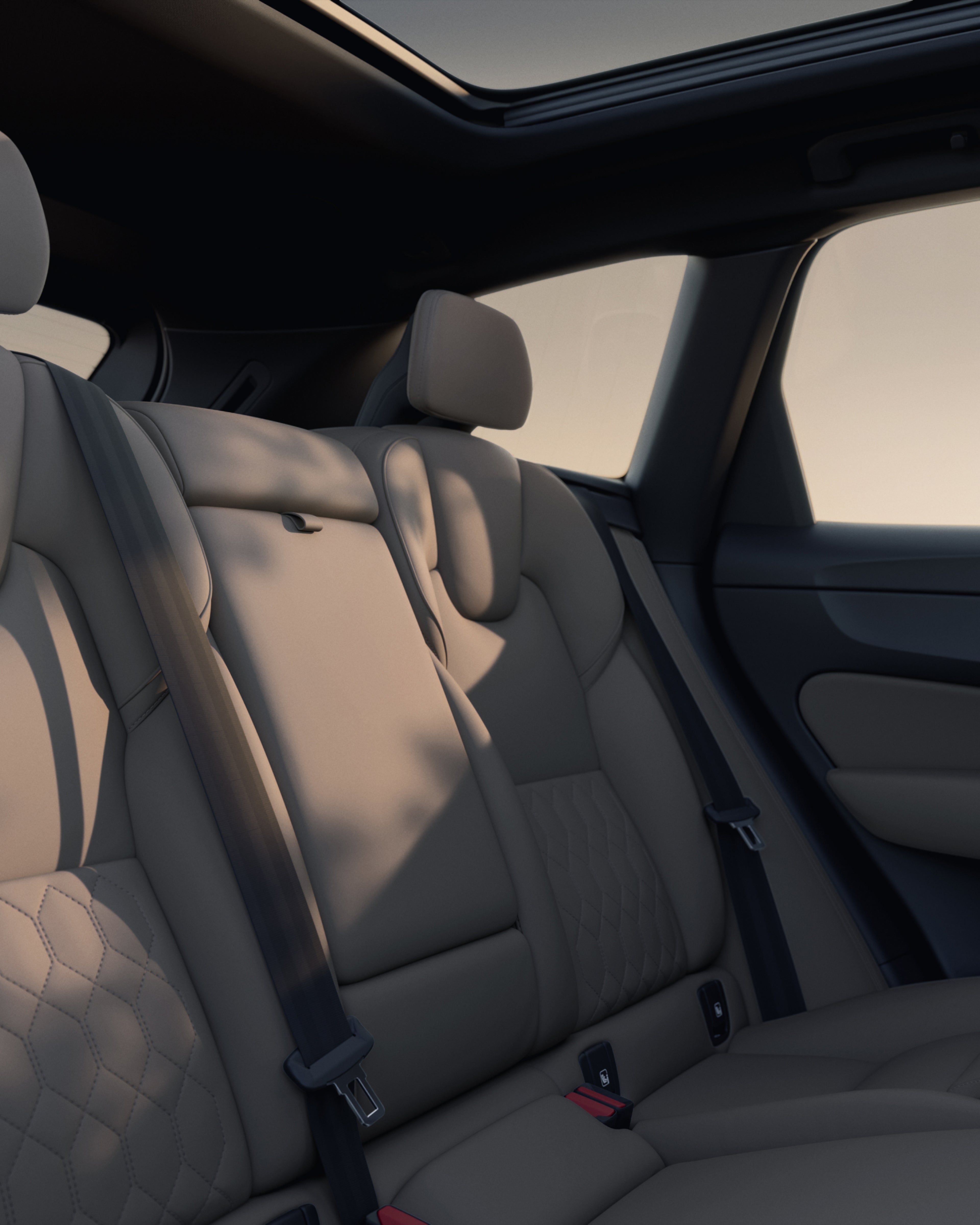 The rear seat of the Volvo XC60 midsize mild hybrid SUV.