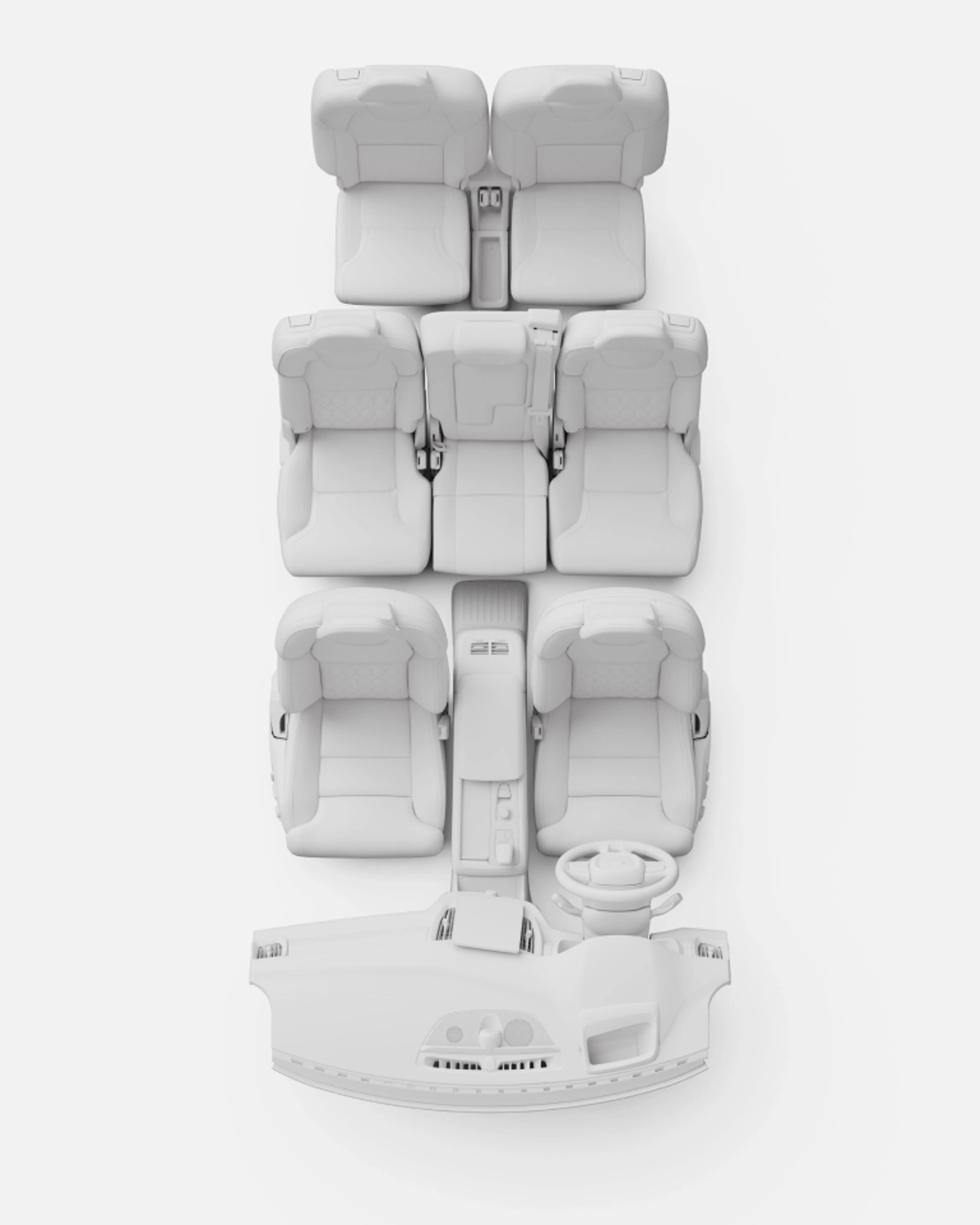 Az XC90 plug-in hybrid 7 üléses utastere madártávlatból.