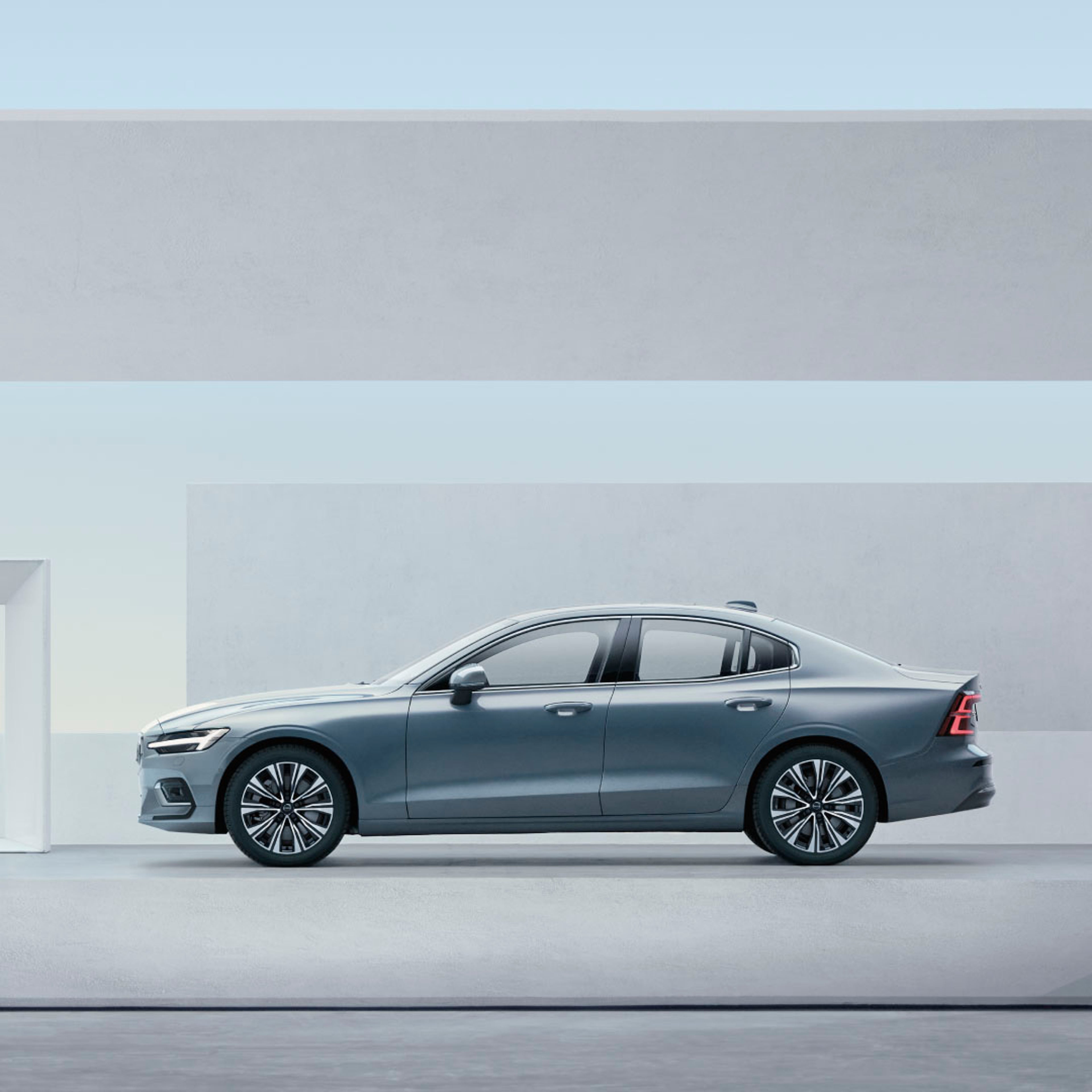The side profile of a Volvo S60 saloon.
