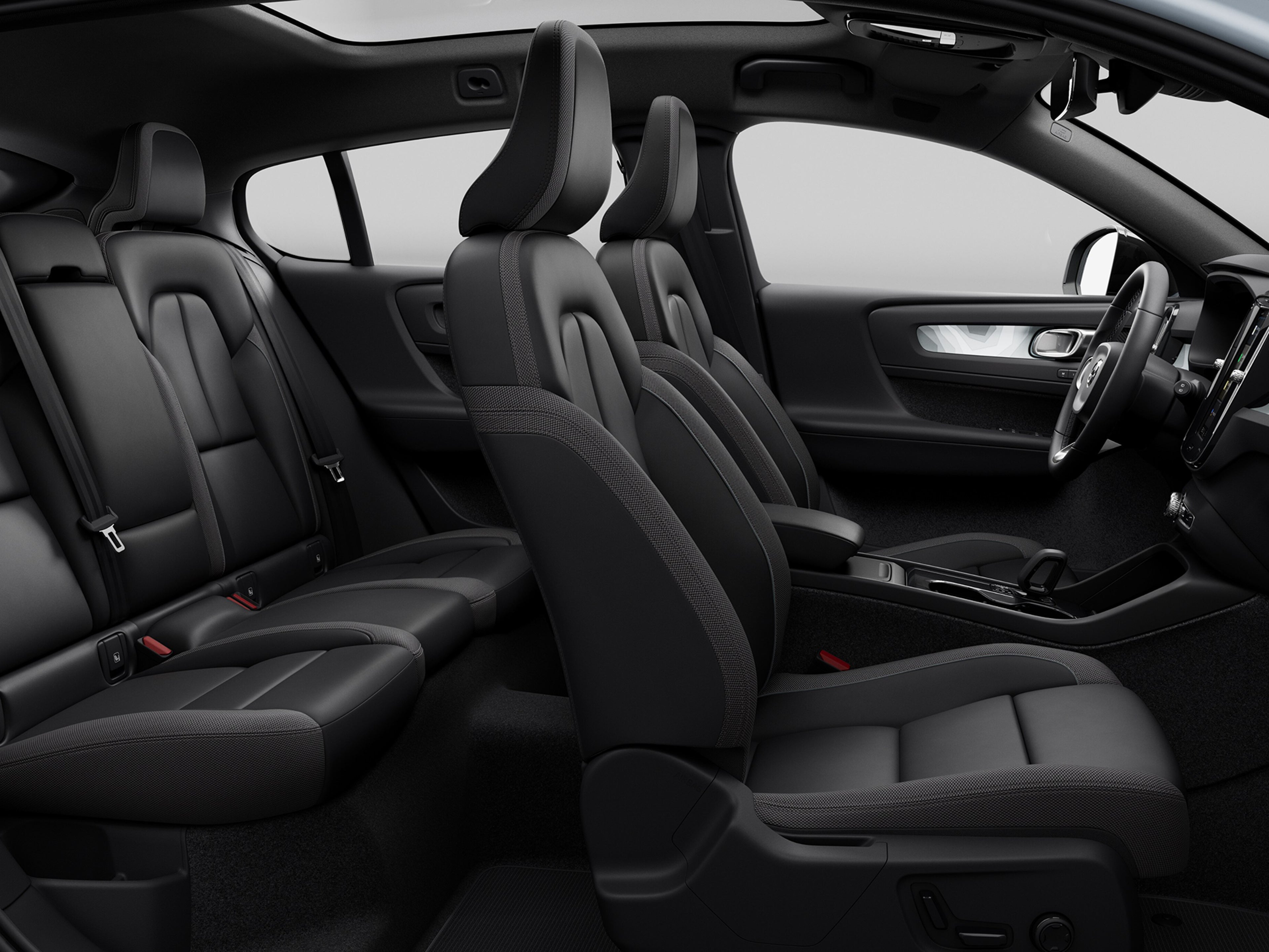 Comfortable passenger seats in the Volvo C40 Recharge.