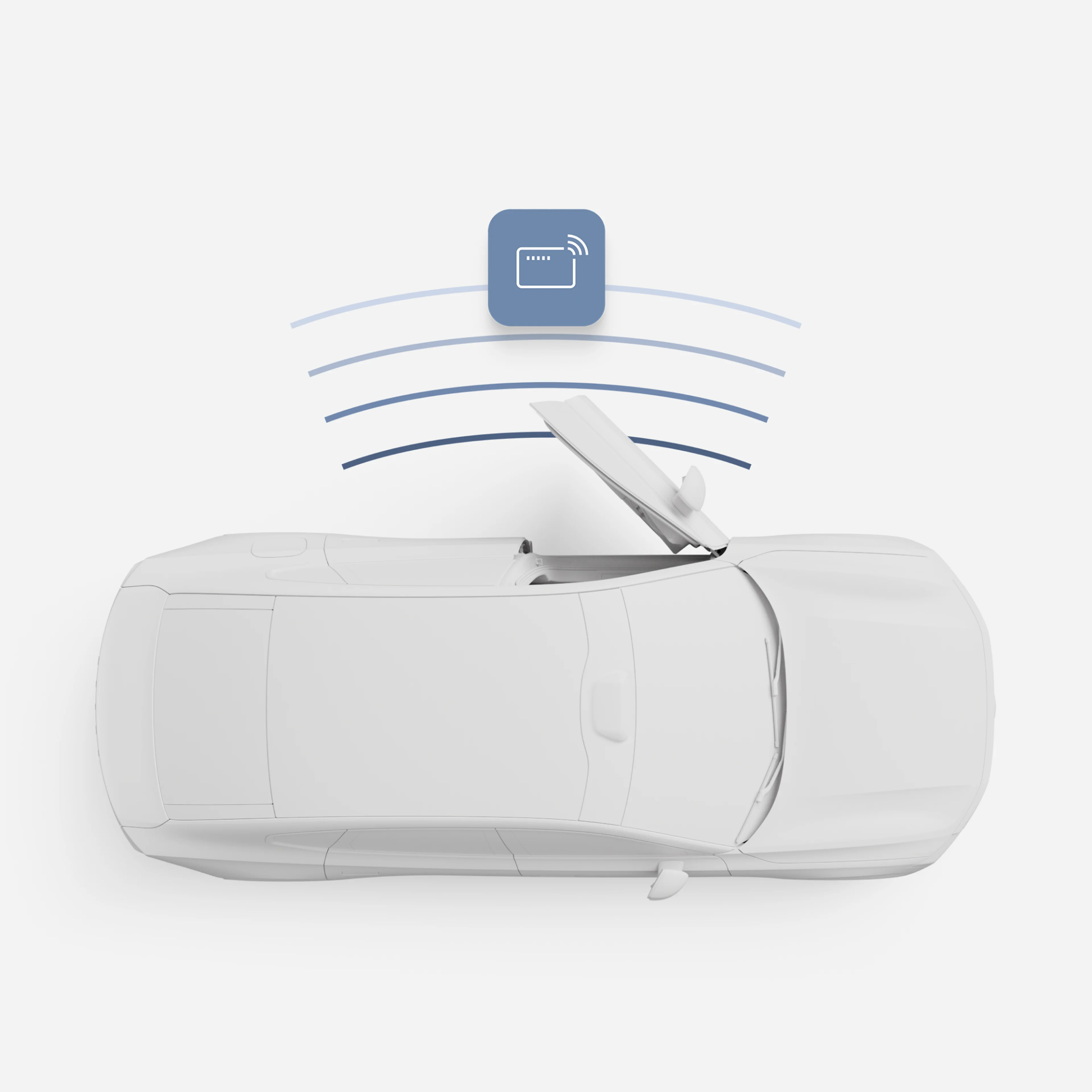 Der Bildschirm eines Mobiltelefons zeigt die digitale Schlüsselschnittstelle des Volvo ES90 mit einem Schlüsselkartenbild.