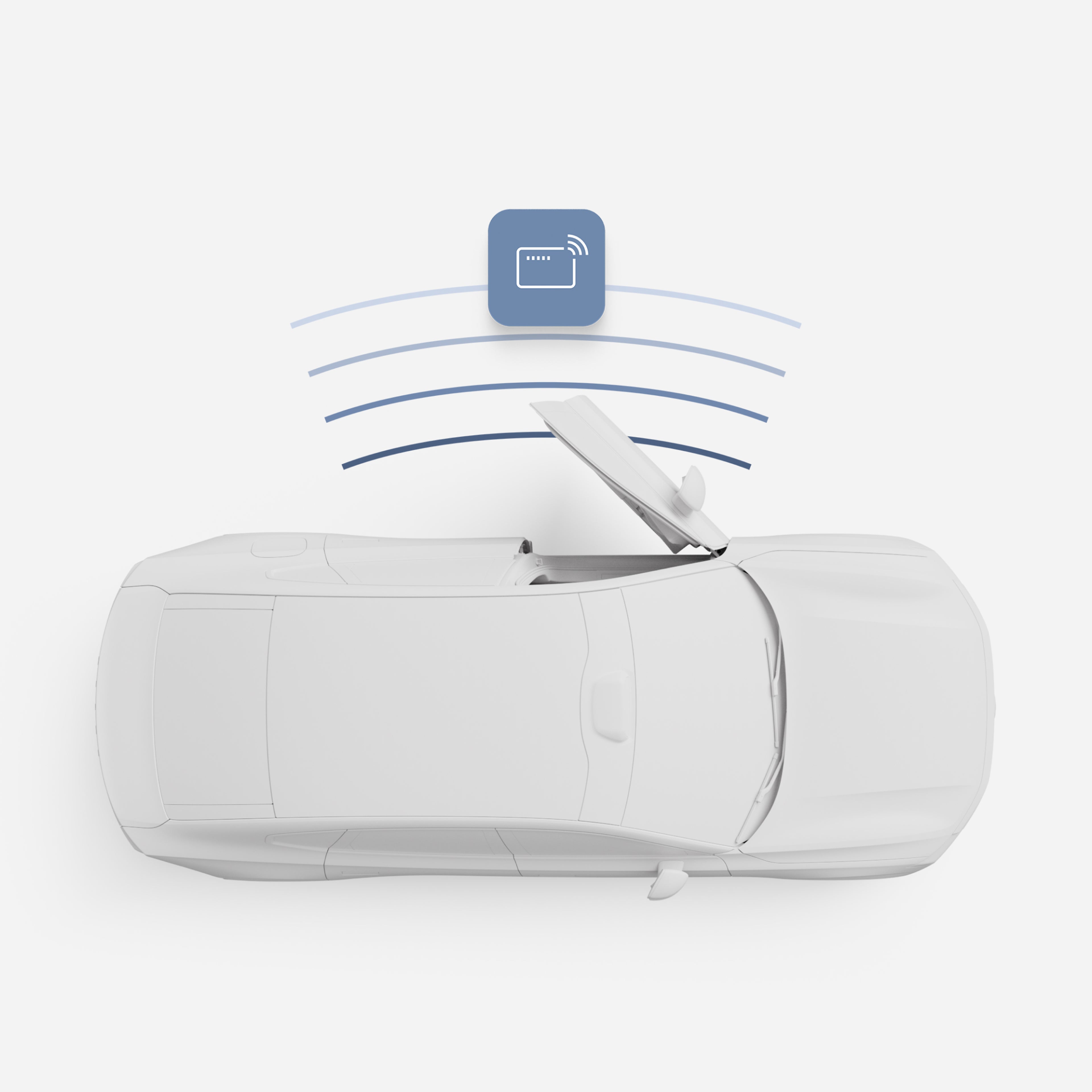 Scherm van mobiele telefoon met de digitale sleutelinterface van de Volvo ES90, met een keycard-afbeelding.