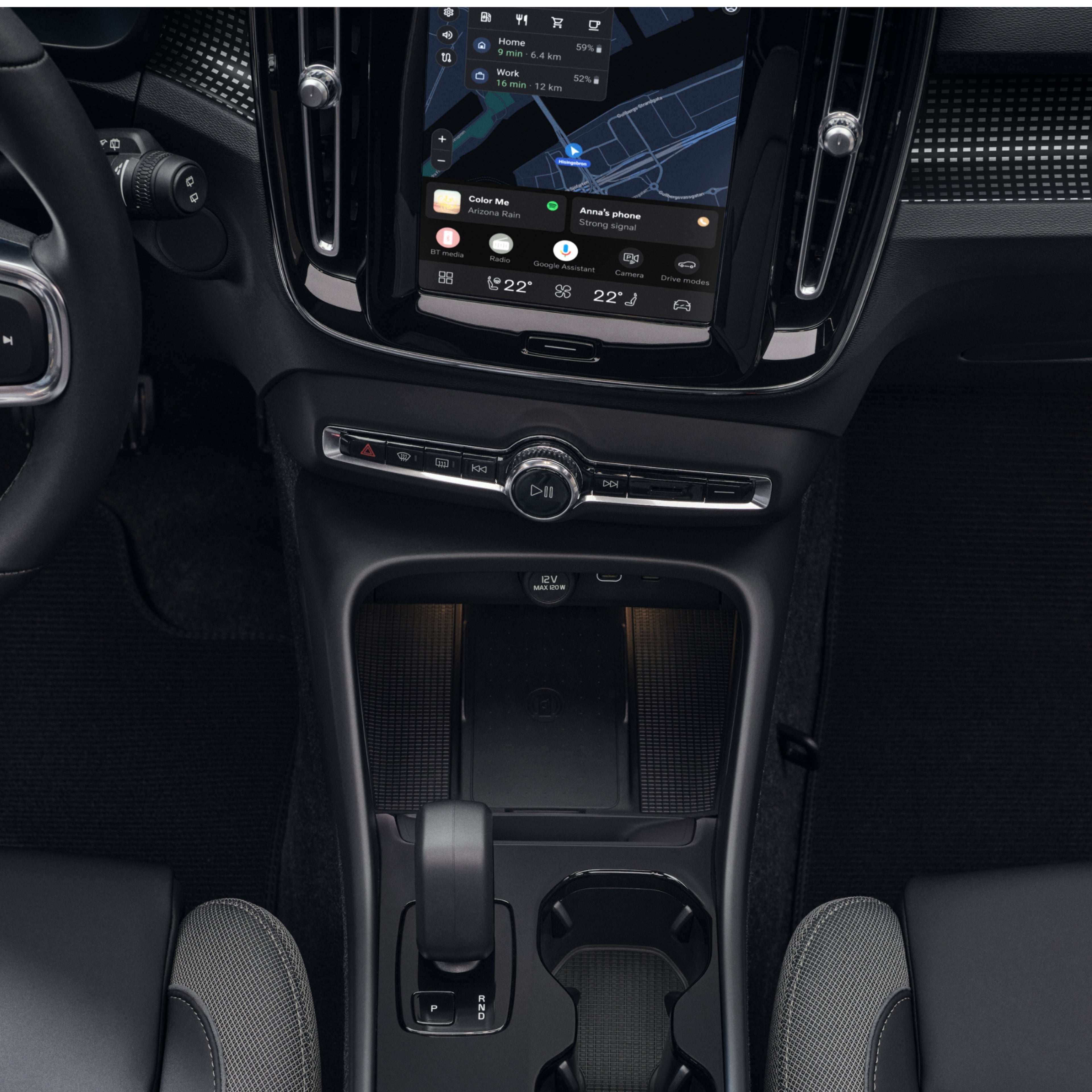 The Volvo EX40 centre display shows some available in-car apps.