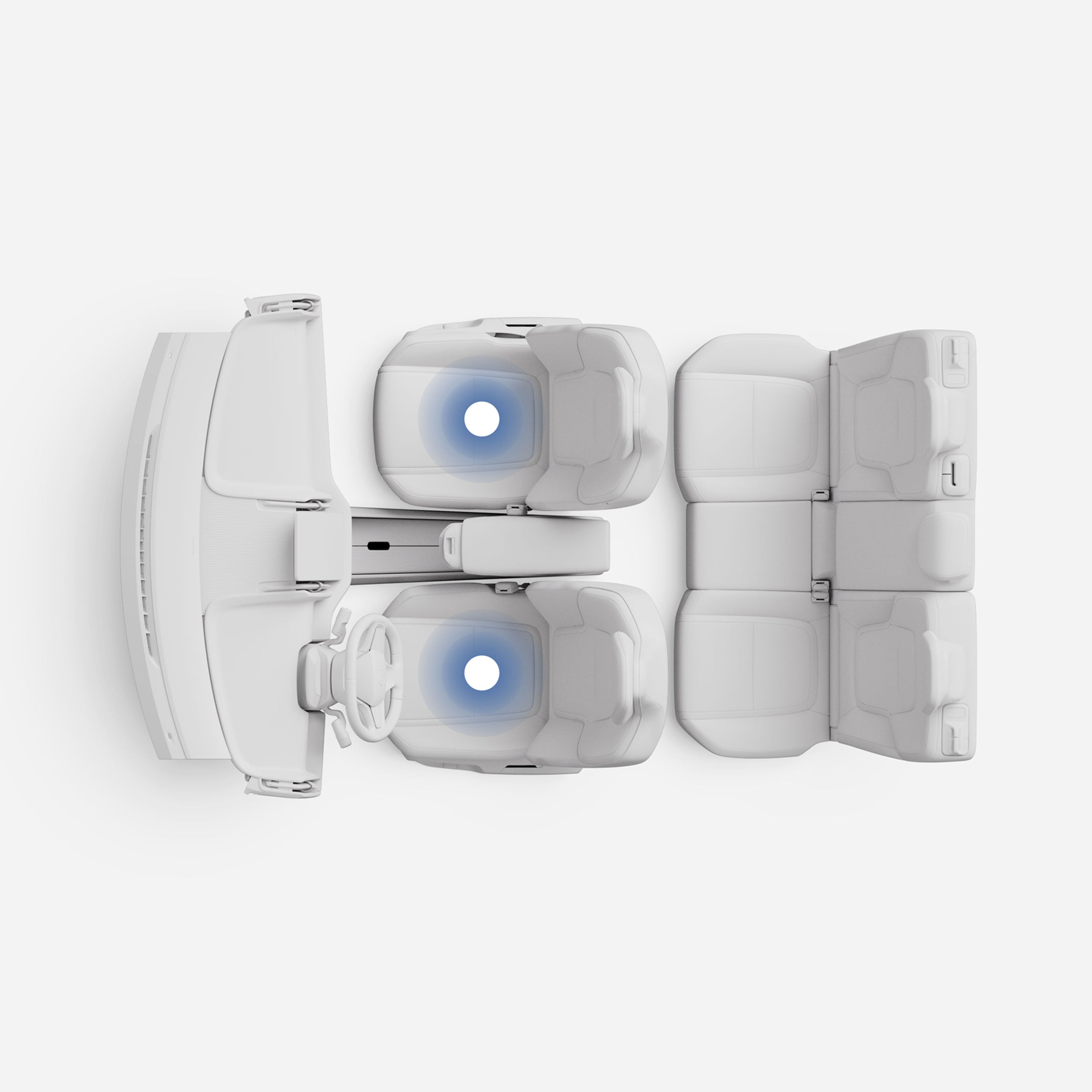 Top view illustration of the EX30 two-zone climate system.