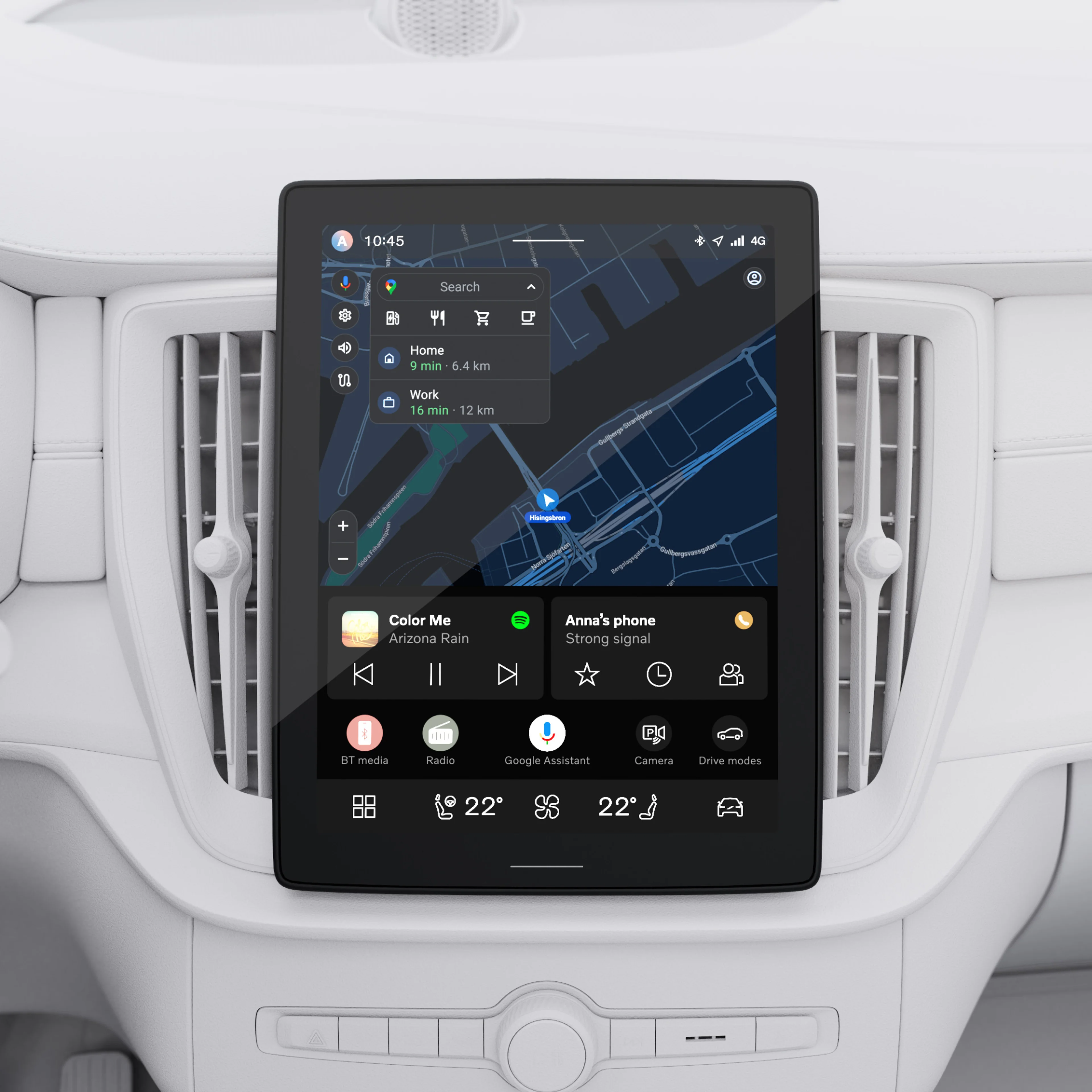 Приложения в автомобила, налични чрез Google Play във Volvo XC90 plug-in хибрид.