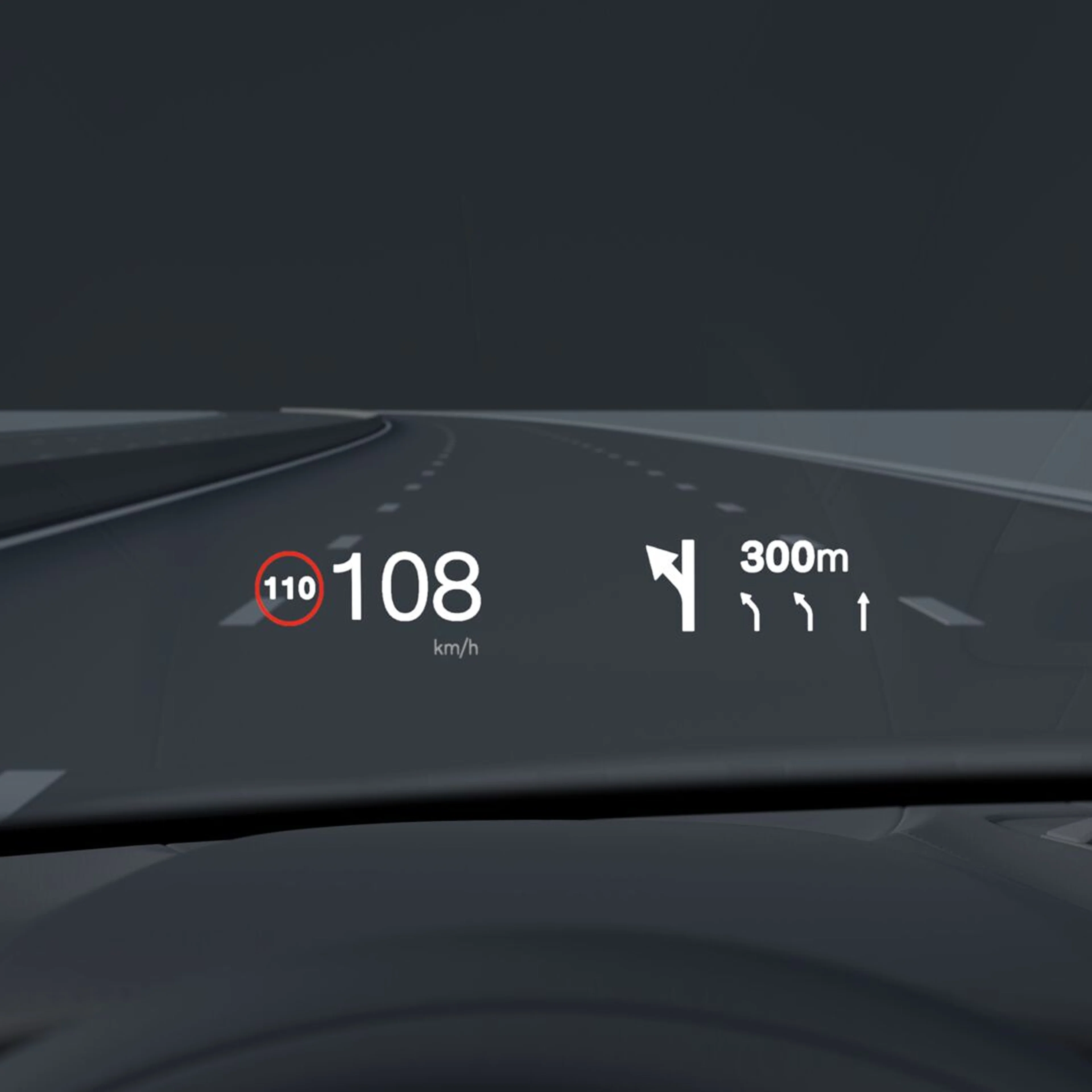 Close-up illustration of the Volvo V60 head-up display