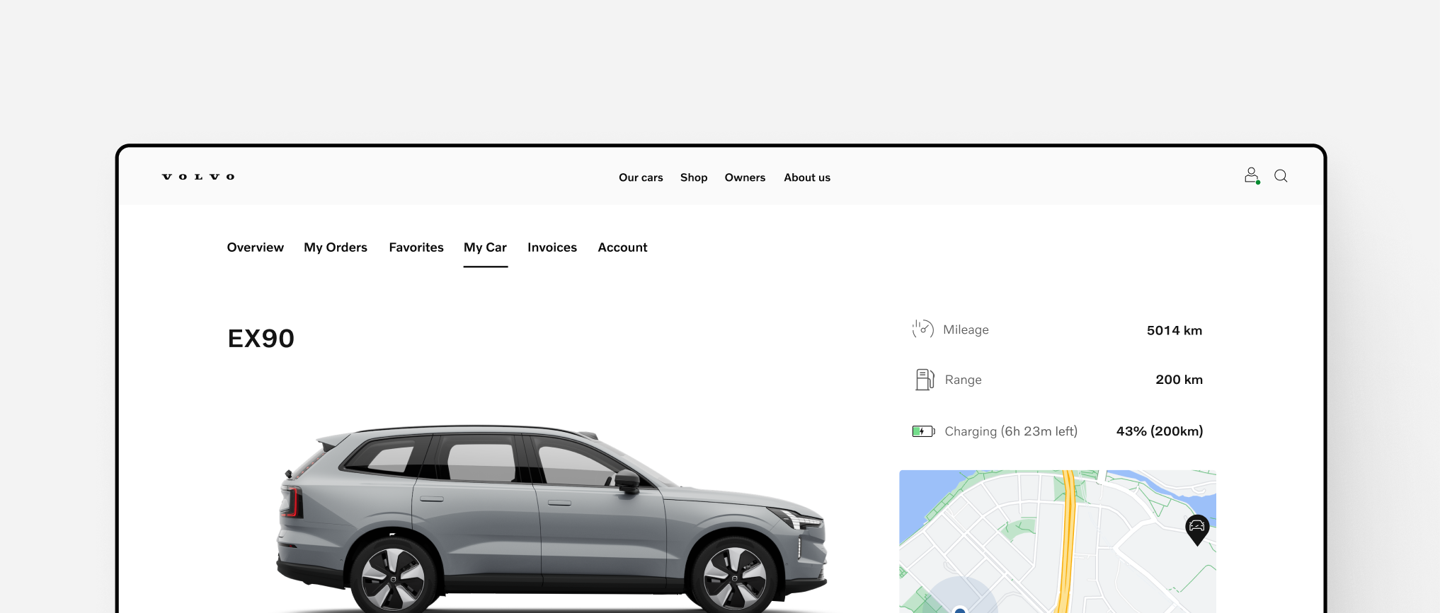 Скриншот портала Volvo