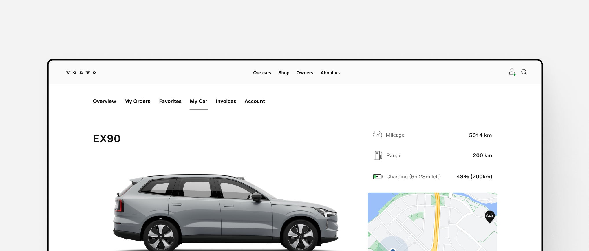 Скриншот портала Volvo